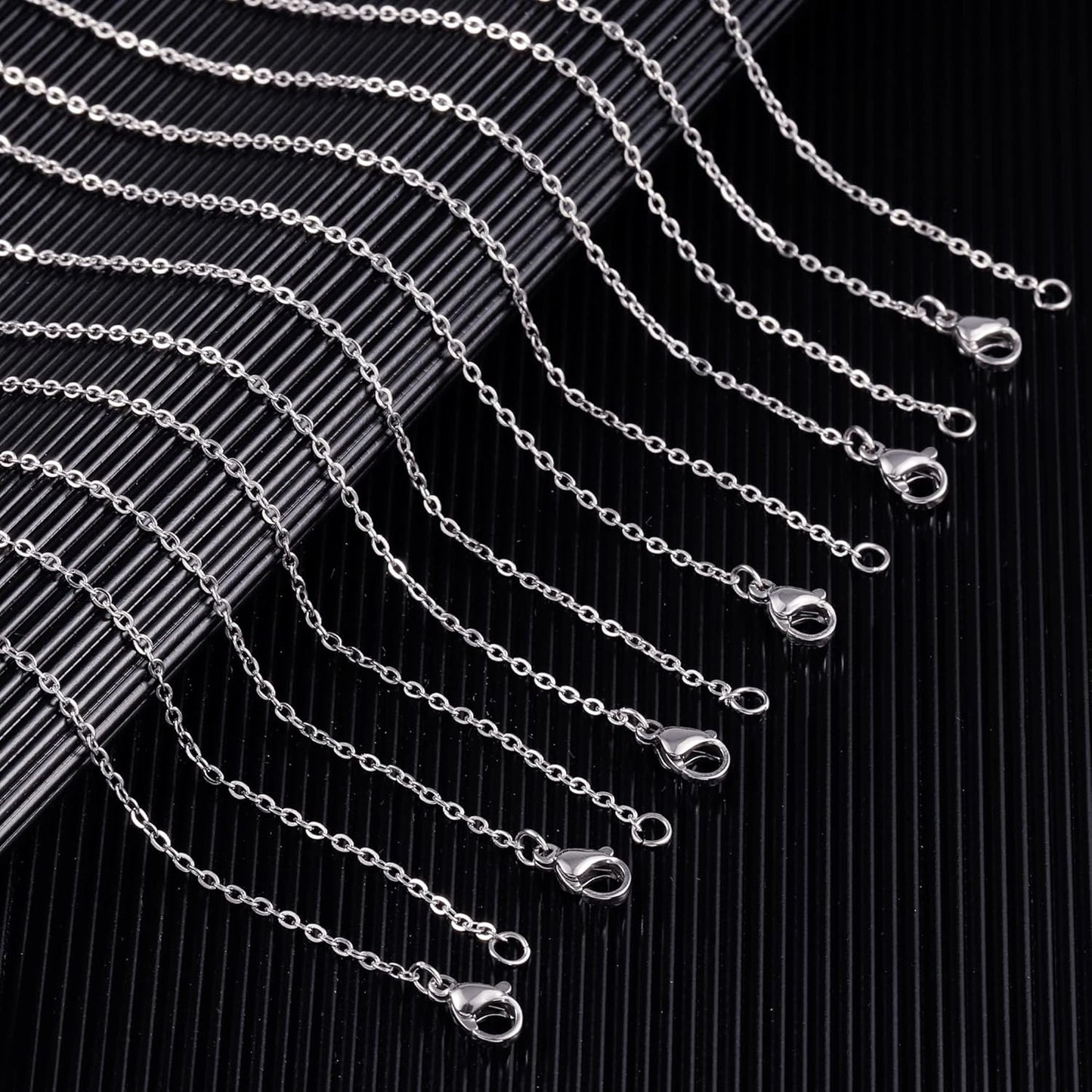 ALEXCRAFT Wholesale 12 PCS Genuine Stainless Steel Cable Chain Necklace Chains Bulk for Jewelry Making(18 Inch(1.5MM))