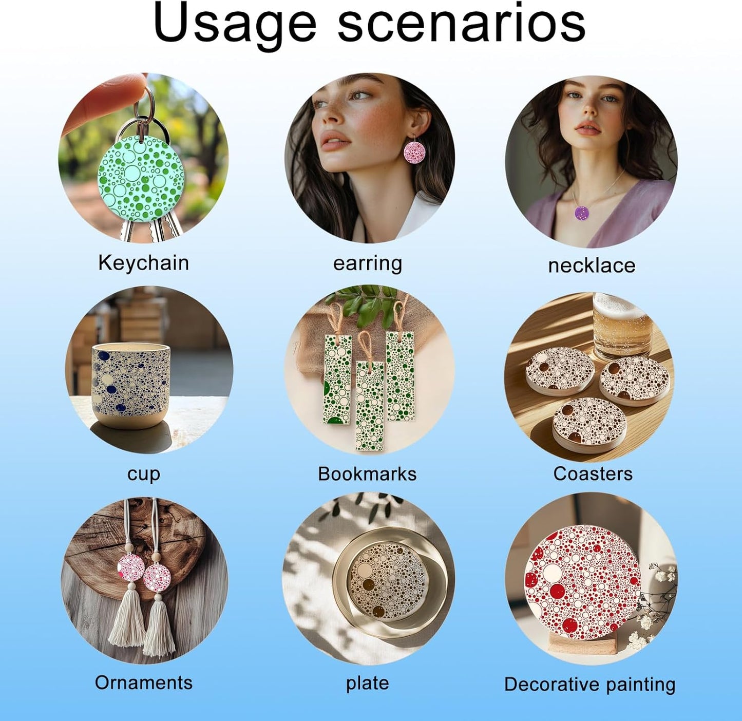 CHGCRAFT Retro Polka Dots Polymer Clay Texture Sheets Bubble Geometric Silicone Texture Stamp Clay Texture Mat Modeling Pattern Pad Sheets for Jewelry and Earrings Tools, 5.5x5.5 inch