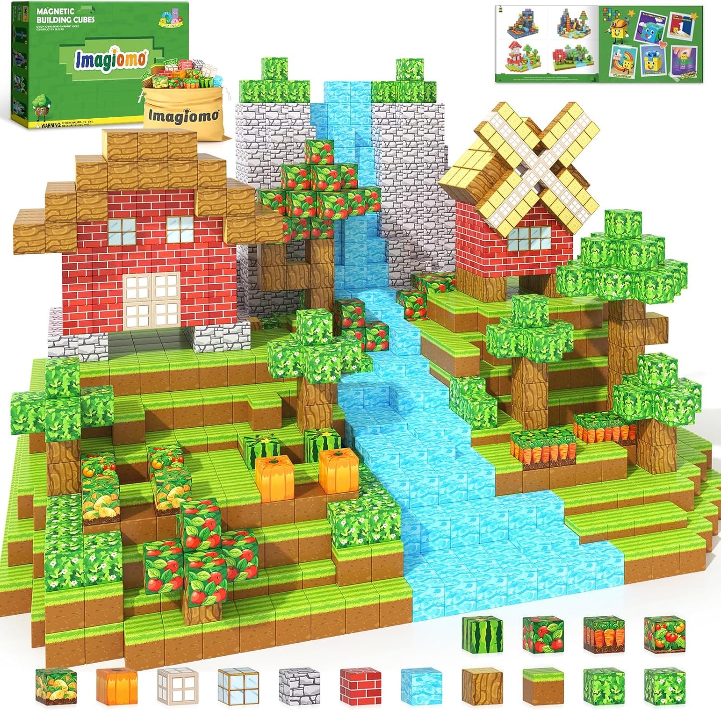 150PCS Magnetic Blocks - Build Mine Magnet World Farm Edition, Magnetic Kids Games for Boys & Girls Age 3-5 4-8 6-8, STEM Sensory Construction Classroom Must Haves Building Toys for Toddlers