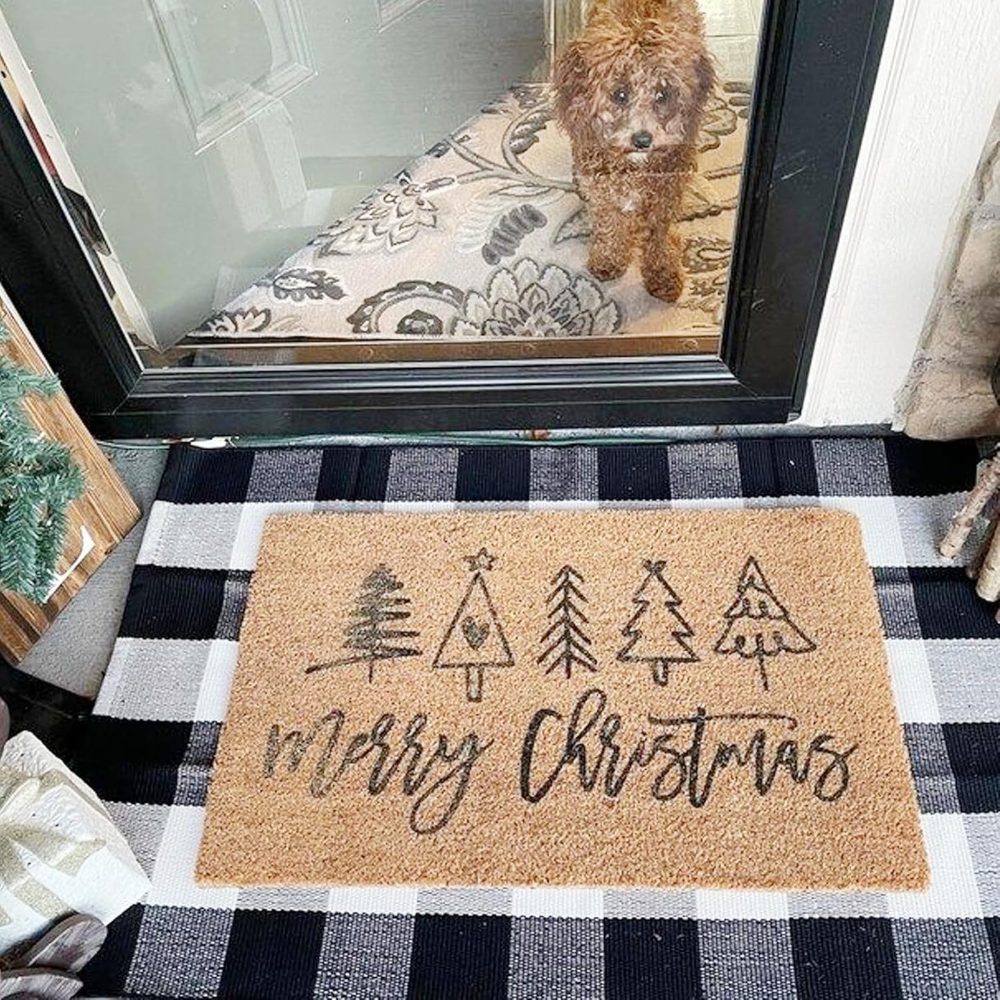 Christmas Stencils for Door Mats Reusable Large Doormat Stencils for Painting Christmas Stencil Merry Christmas Tree Templates for Doormats Wood Sign Door Hang Crafts (lets10)