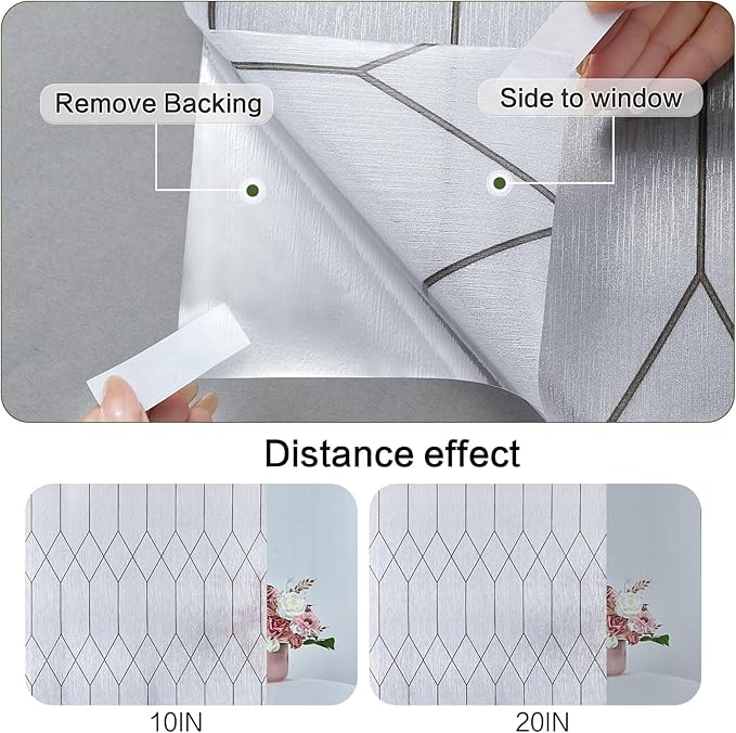 Windimiley Window Privacy Film Stained Glass Static Clings, Bathroom Frosted Leaded Decorative Window Stickers, UV Heat Blocking Opaque Removable for Home Door Coverings (23.6 x 78.5in,Rain)