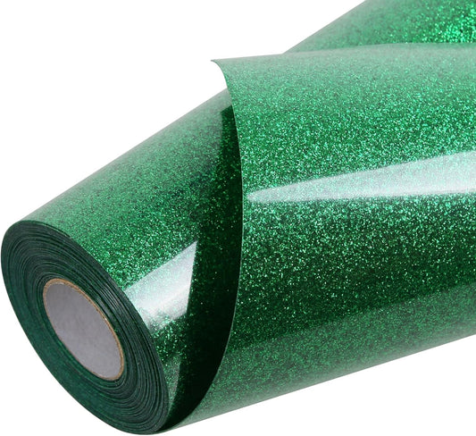 TORC Green Glitter HTV Heat Transfer Vinyl Roll 12 inch x 20 ft Iron on Vinyl for T Shirts Crafts Bulk St. Patrick's Day Decor