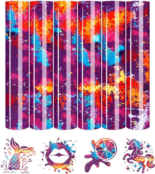 Tintnut Dark Red Splash Heat Transfer Vinyl - 6 Sheets 10"x12"Watercolor HTV Patterned HTV Iron On Vinyl for T-Shirts Hats Clothes,for Cricut & Silhouette Cameo