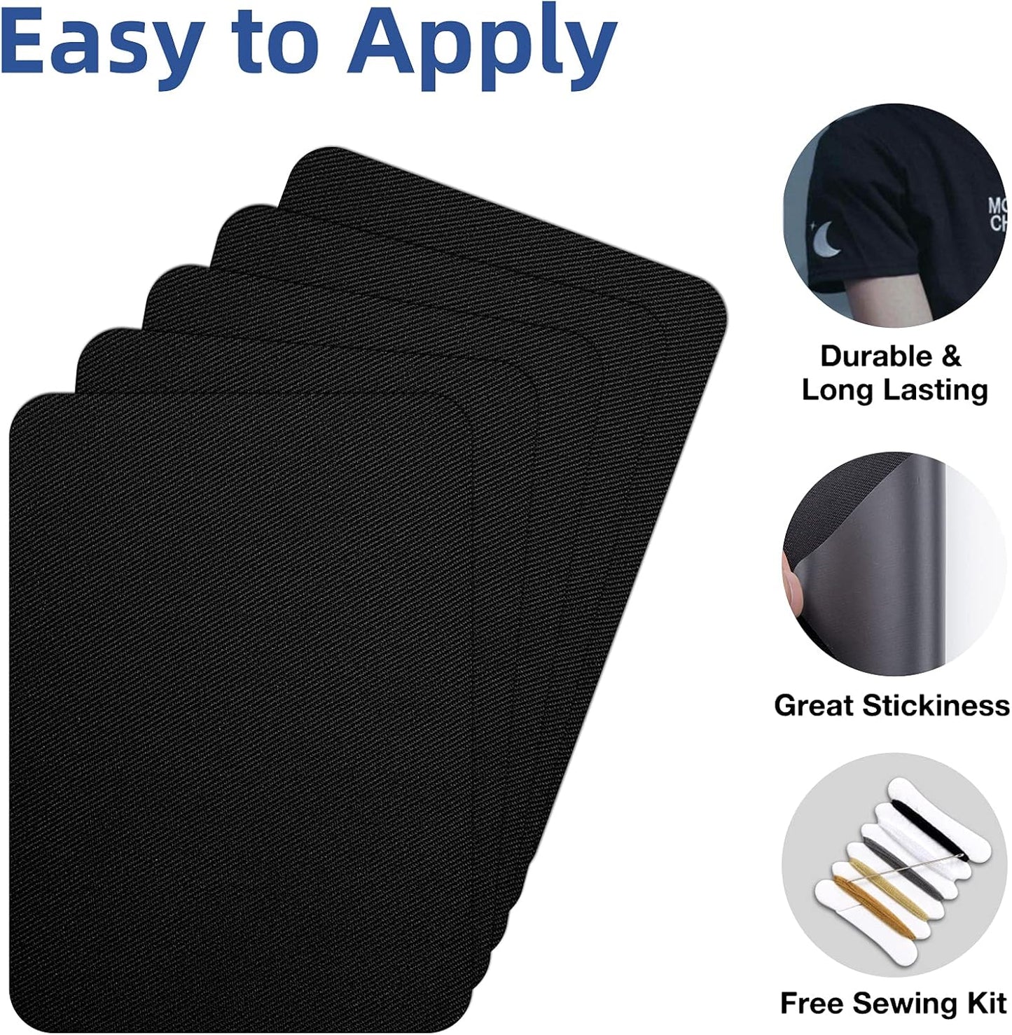 HTVRONT Iron on Patches for Clothing Repair, Fabric Patches Iron on, Classic Black Repair Decorating Kit 20 Pieces Iron on Patch Size 3.7" by 4.9" (9.5 cm x 12.5 cm)