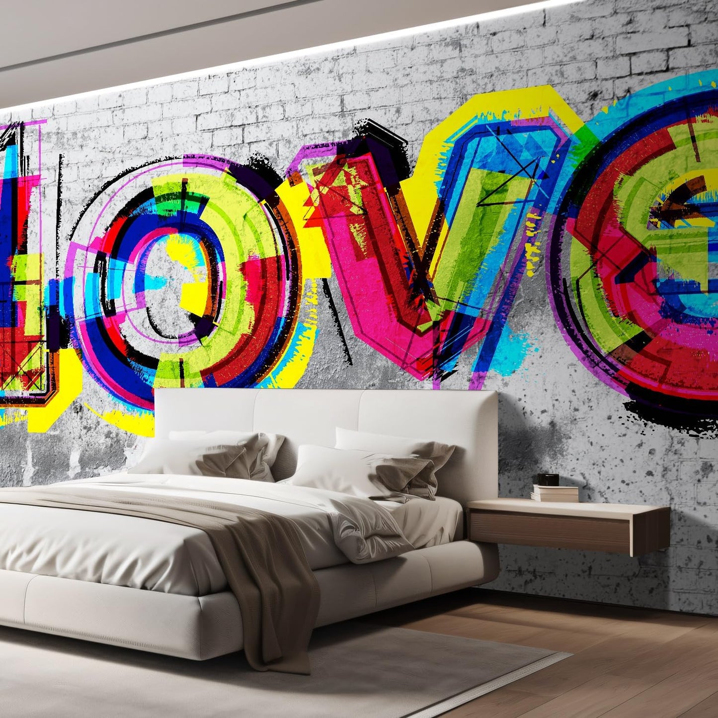 wall26 Wall Sticker/Wall Mural Colorful Graffiti, Not Peel and Stick, Non-Woven Wallpaper Decorative for Bedroom, Living Room, Office - 120x144 inches