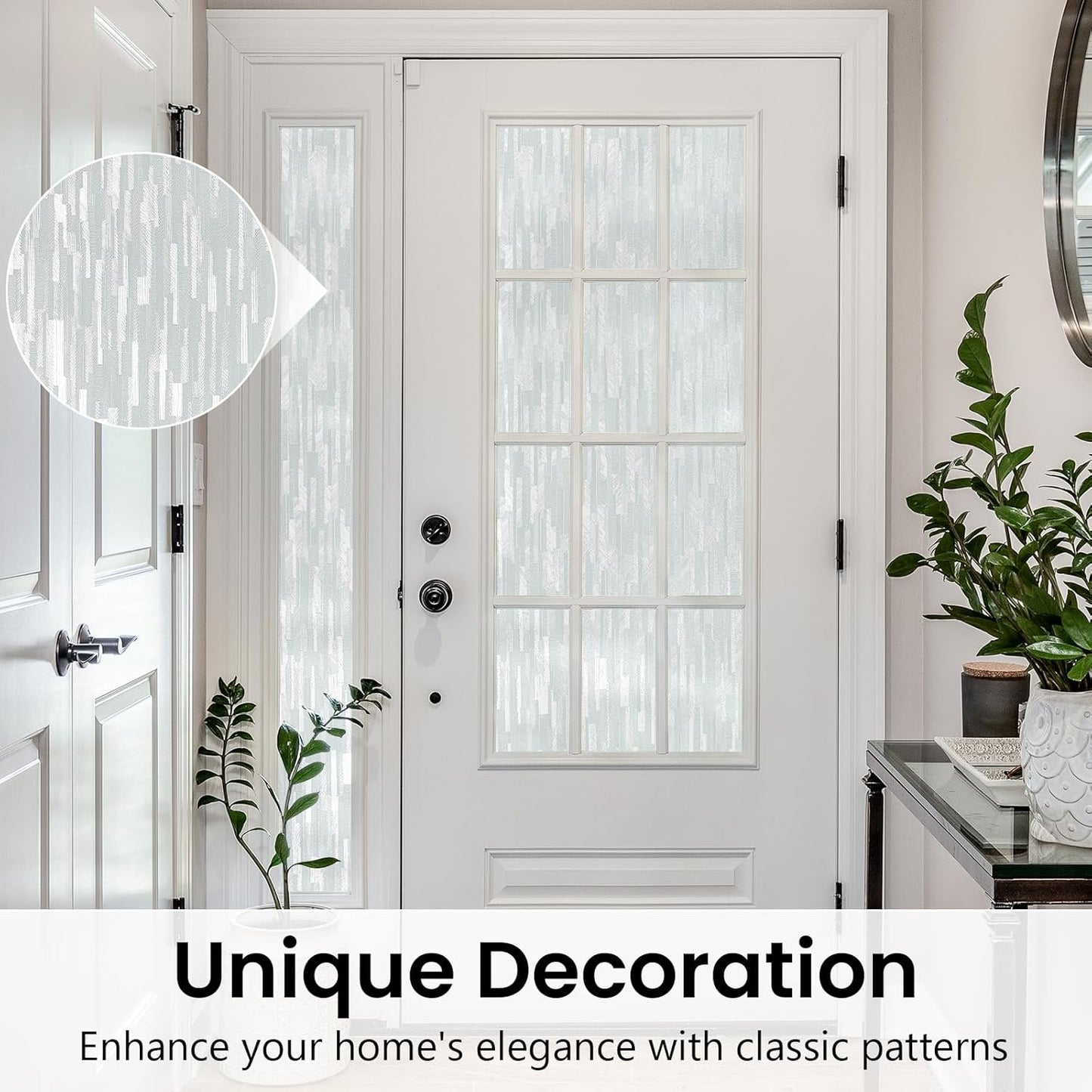 Haton Window Privacy Film, Frosted Glass Static Cling Sun Heat Blocking Window Clings, Frosting Opaque Coverings Stickers Tint for Home Office Door, Non Adhesive, White 35.4" x 157.4"