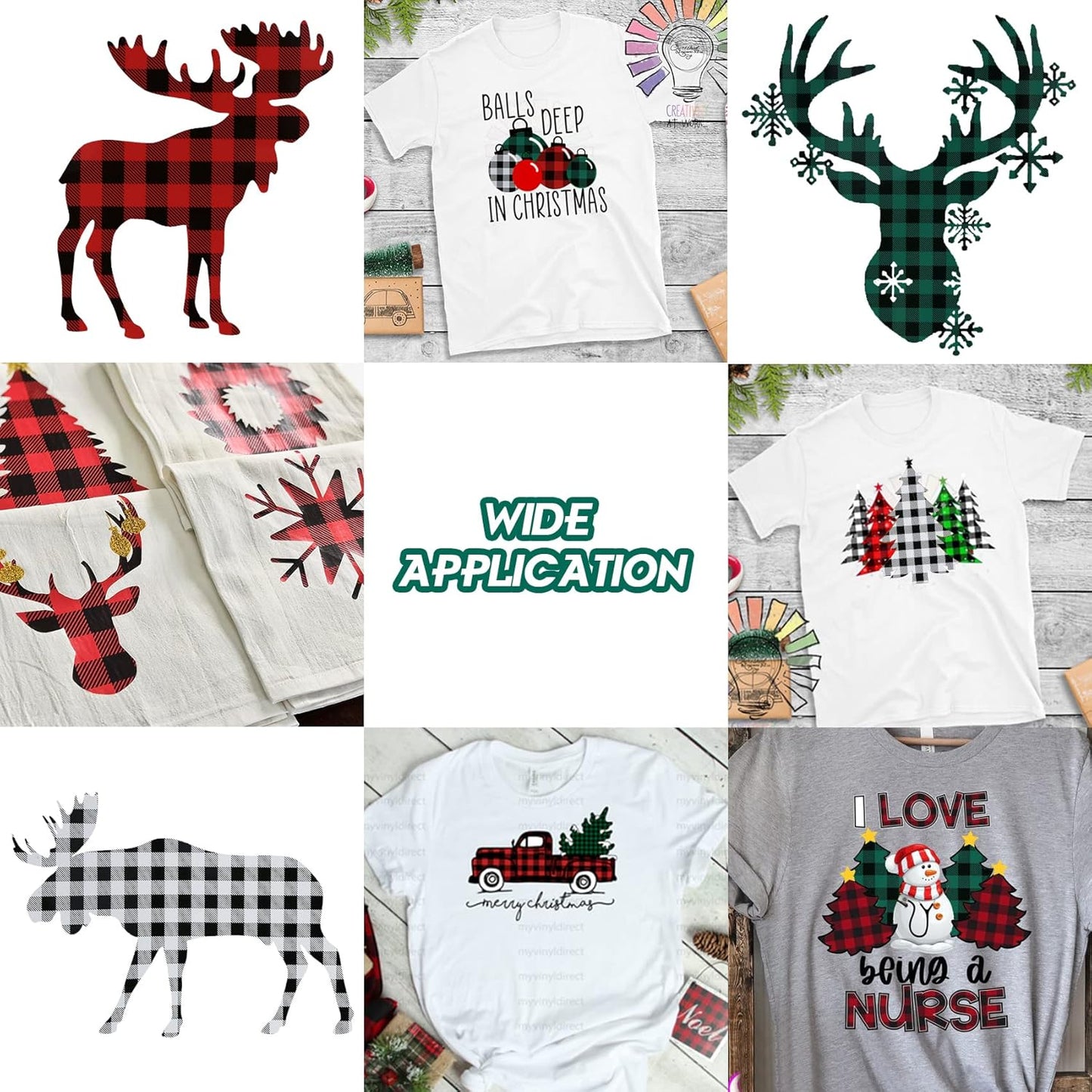 TORC Green Black Buffalo Plaid HTV Vinyl 12 inch x 10 ft, Check Heat Transfer Vinyl Iron on Transfers