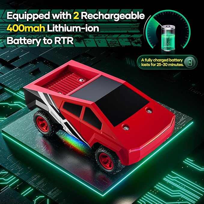 Remote Control Car RC Trucks - 2WD RC Truck Toy RC Cars for All Terrain, 1/24 Scale Pick-up Hobby Monster Truck Toys 2.4GHz Off-Road Vehicles Kids Gifts for Boys/Girls Age 3+, Red