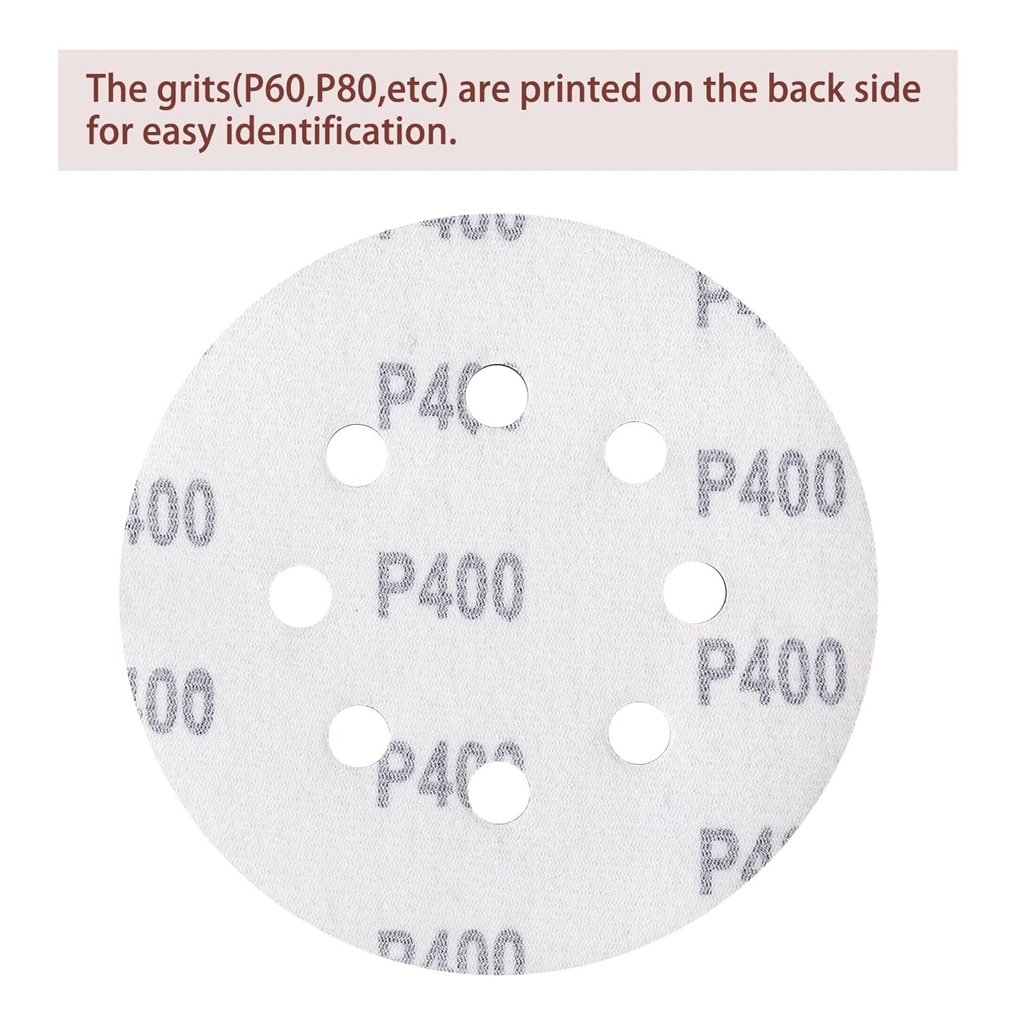 150pcs 400 Grit Sanding Discs, 5-Inch 8-Hole Sandpaper, for Woodworking or Automotive