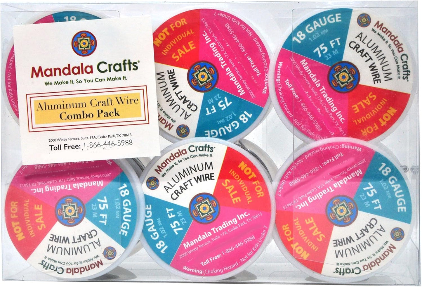 Mandala Crafts 18 Gauge Anodized Aluminum Craft Wire for Jewelry Making - 450 FT Colored Flexible Rose Gold Combo Wire - Bendable for Bonsai Armature Crafting Sculpting