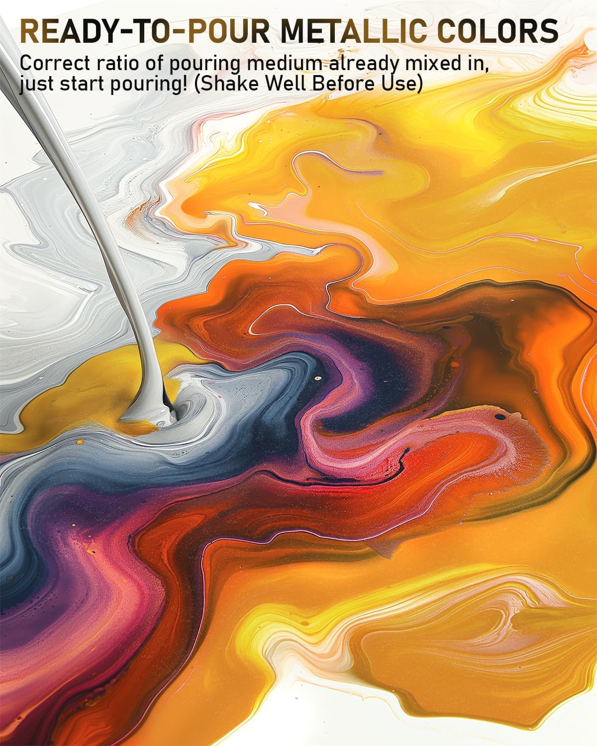 Nicpro 8 Colors 33.8 oz Large Bulk Metallic Acrylic Pouring Paint Supplies Kit, Premixed High Flow Art Pour Paint with Silicone Pour Oil, Gloves, Tablecloths for Beginner DIY, Ready to Pour