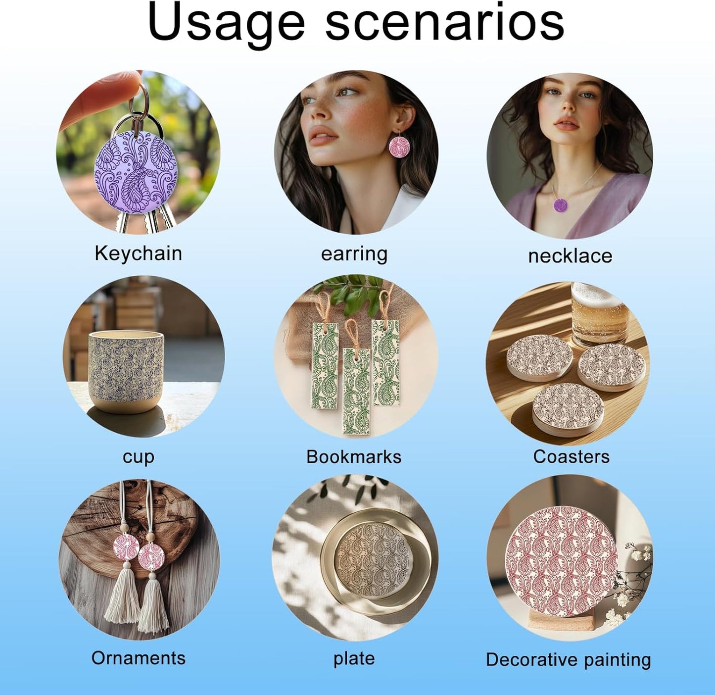 CHGCRAFT Paisley Pattern Polymer Clay Texture Sheets Retro Pattern Silicone Texture Stamp Modeling Pattern Pad for Jewelry and Clay Earrings Tools, 5.5x5.5 inch