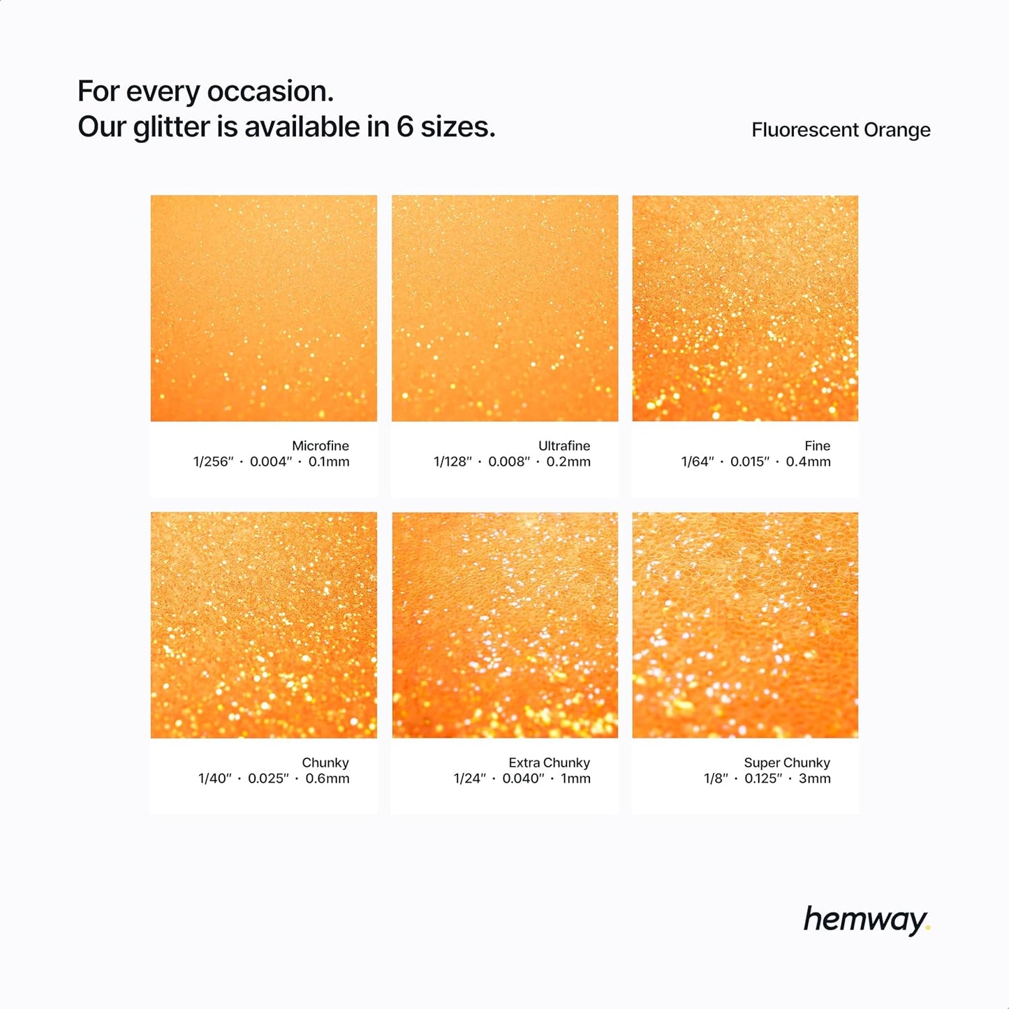 Hemway Polyurethane & Epoxy Resin Glitter 100g / 3.5oz Metallic Crystal Flake Additive for Flooring Jewelry Tumblers Glass Pigment - Microfine (1/256" 0.004" 0.1mm) - Fluorescent Orange