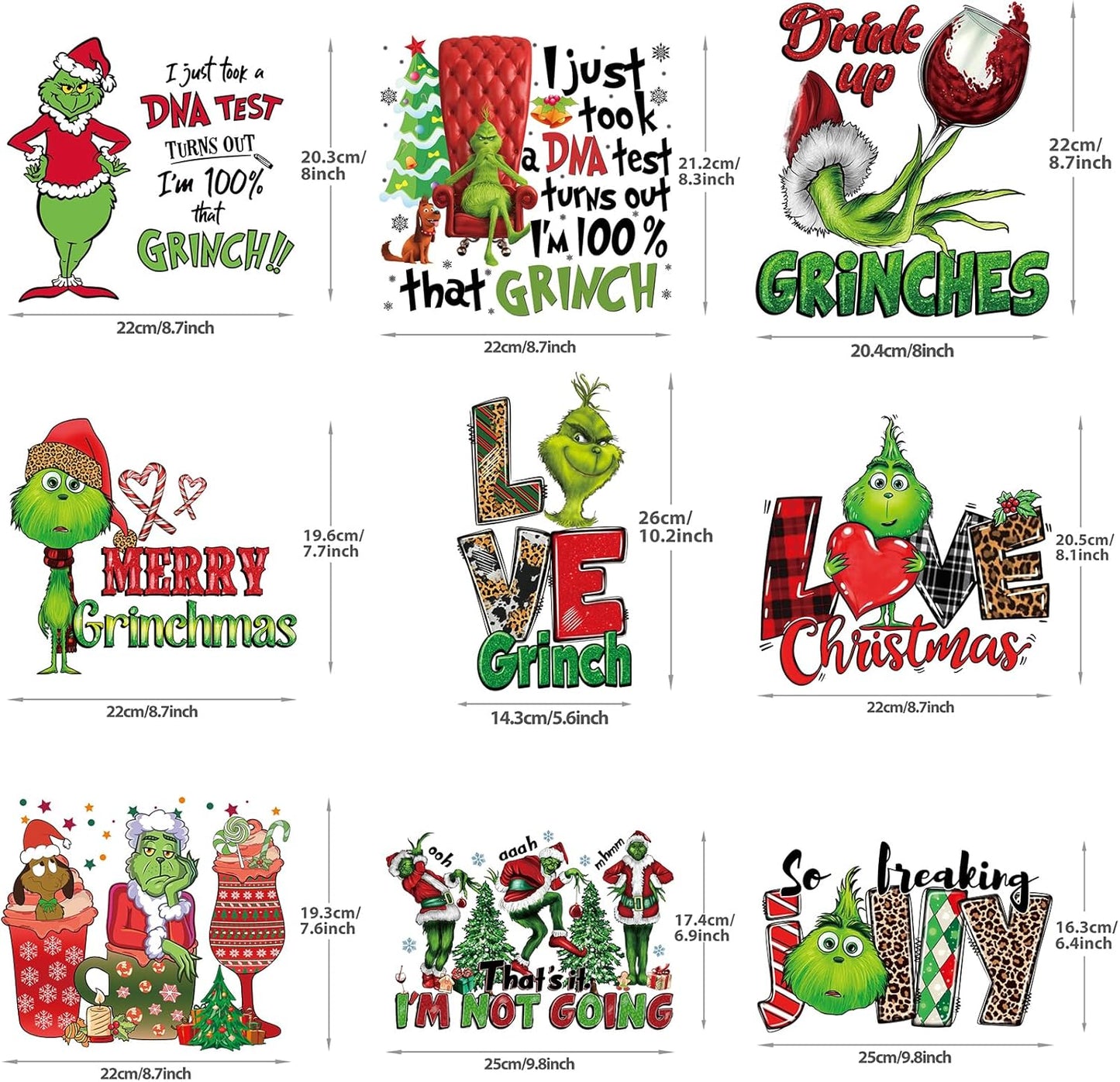Christmas Iron on Decals Transfer, Funny Christmas Heat Transfer Stickers Iron on Patches for Clothes T-Shirts Pillow Cover Hoody Bag Xmas DIY Craft Supplies Vinyl Stickers