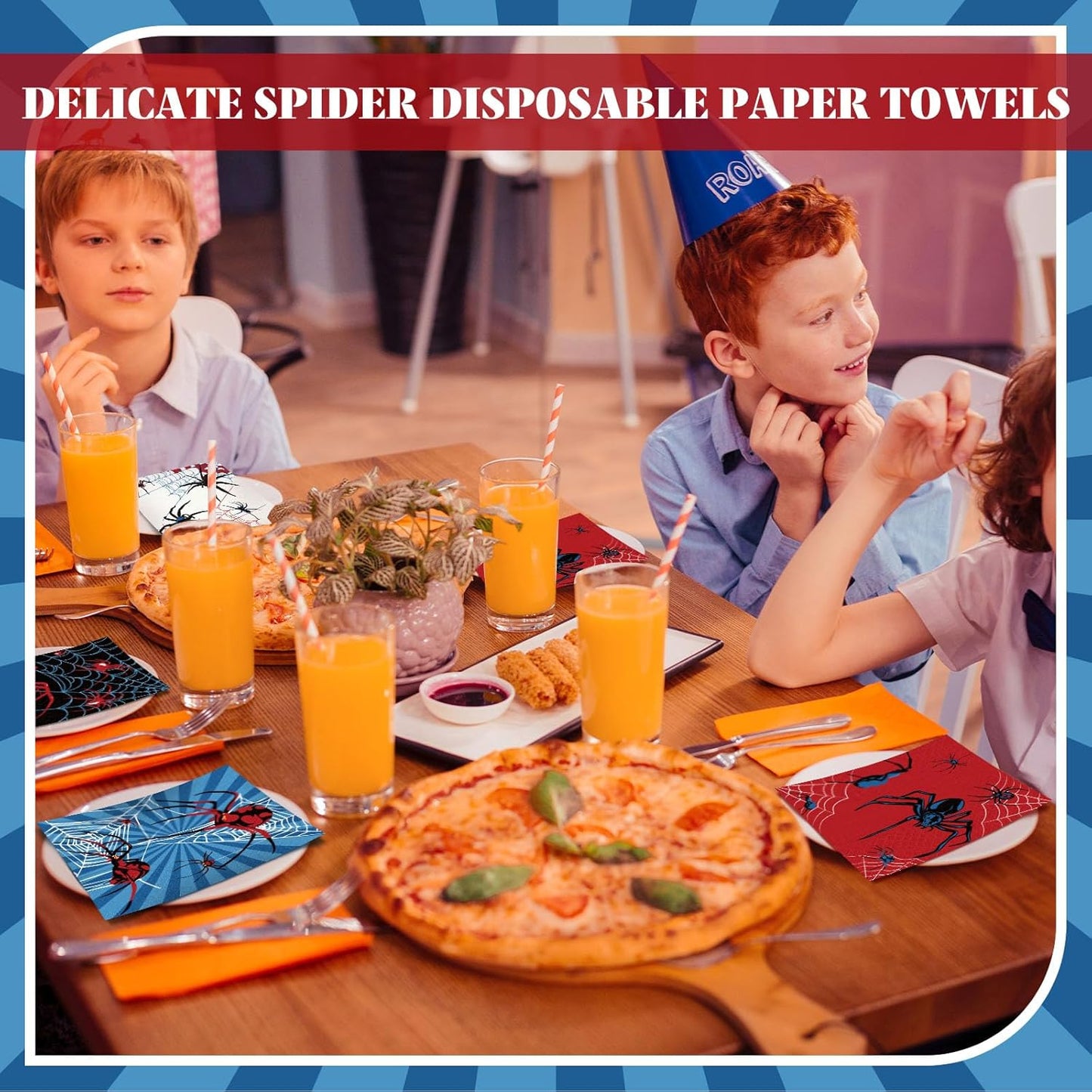 Fulmoon 200 Pieces Halloween Spider Web Cocktail Napkins Disposable Spider Paper Dinner Beverage Napkins for Halloween Christmas Birthday Party Decoration Supplies