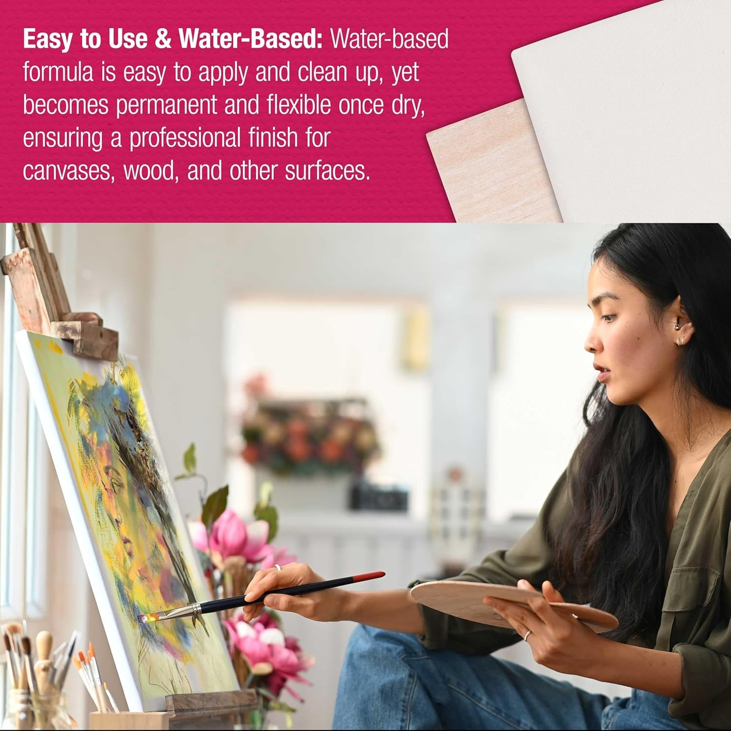 U.S. Art Supply Clear Gesso Primer (16oz) for Oil & Acrylic Painting - Enhances Blending & Canvas Paint Prep - Mixable Clear Gesso Primer for Acrylic Painting