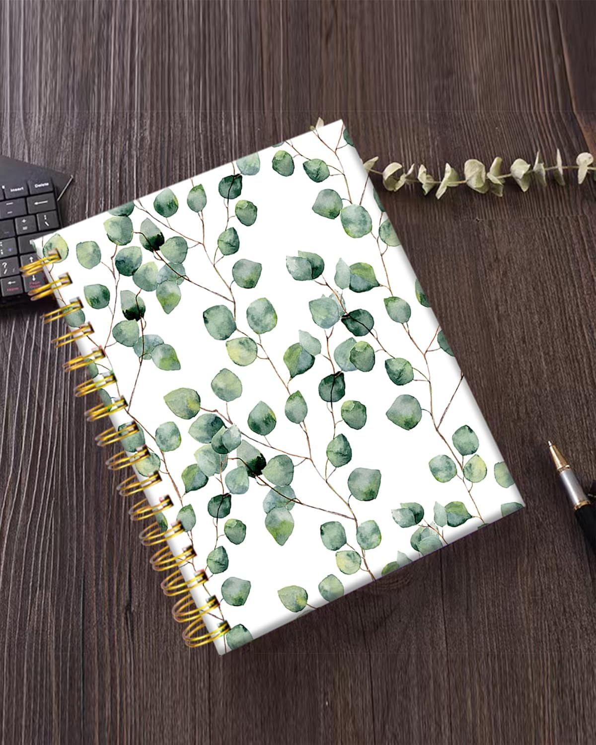 iampanda Spiral Journal Notebook,Floral Design Strong TwinWire Binding with Premium Paper for Girl Women,60 Sheets A5 College Ruled NotebookJournal,Perfect for School Office Home Gifts,Green Leaves