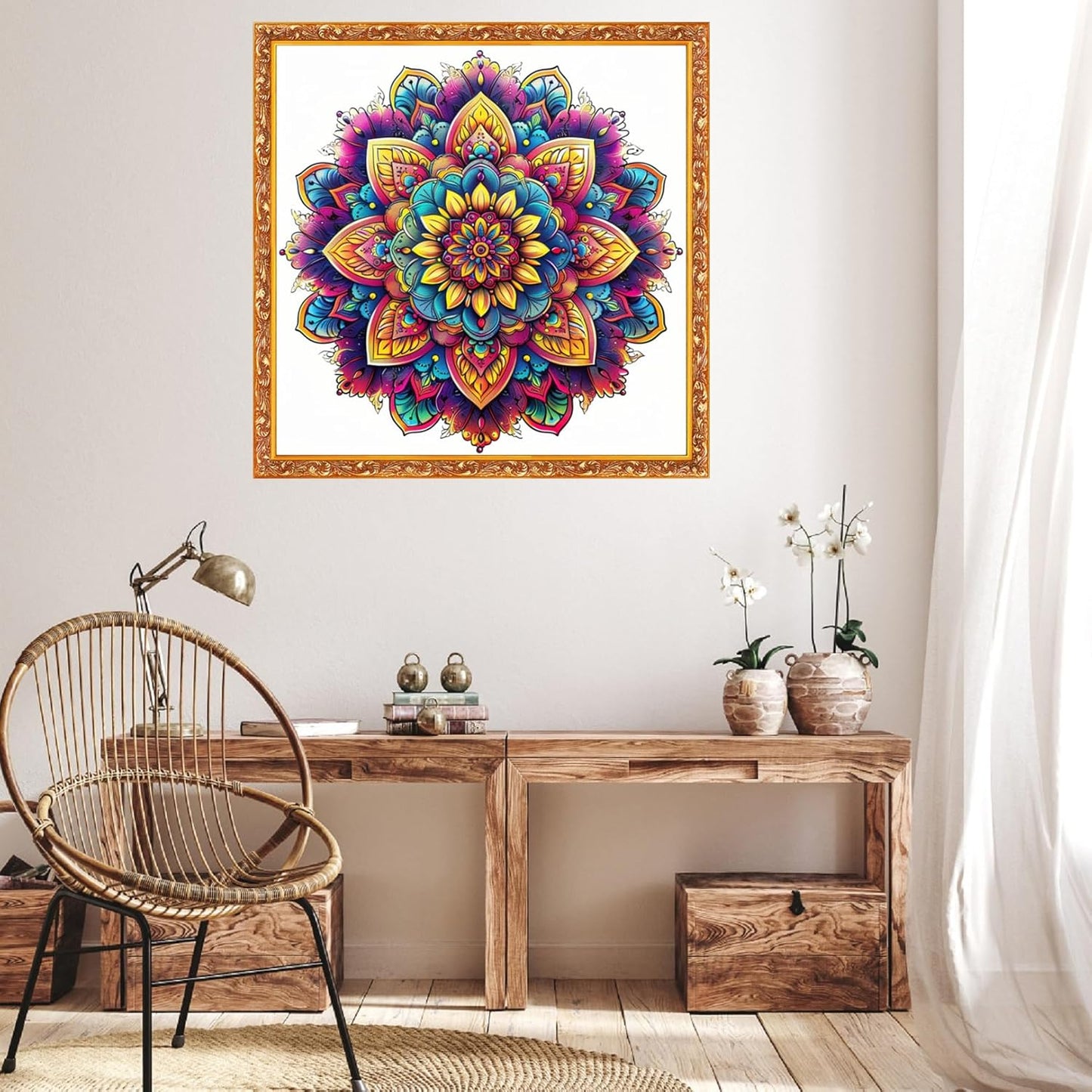Hopeart Stamped Cross Stitch Kits for Beginner Embroidery Kits for Beginners Adults DIY 11CT Cross Stitch Patterns Needlepoint Kits Crossstitching Kits-Colorful Mandala 18x18 inch