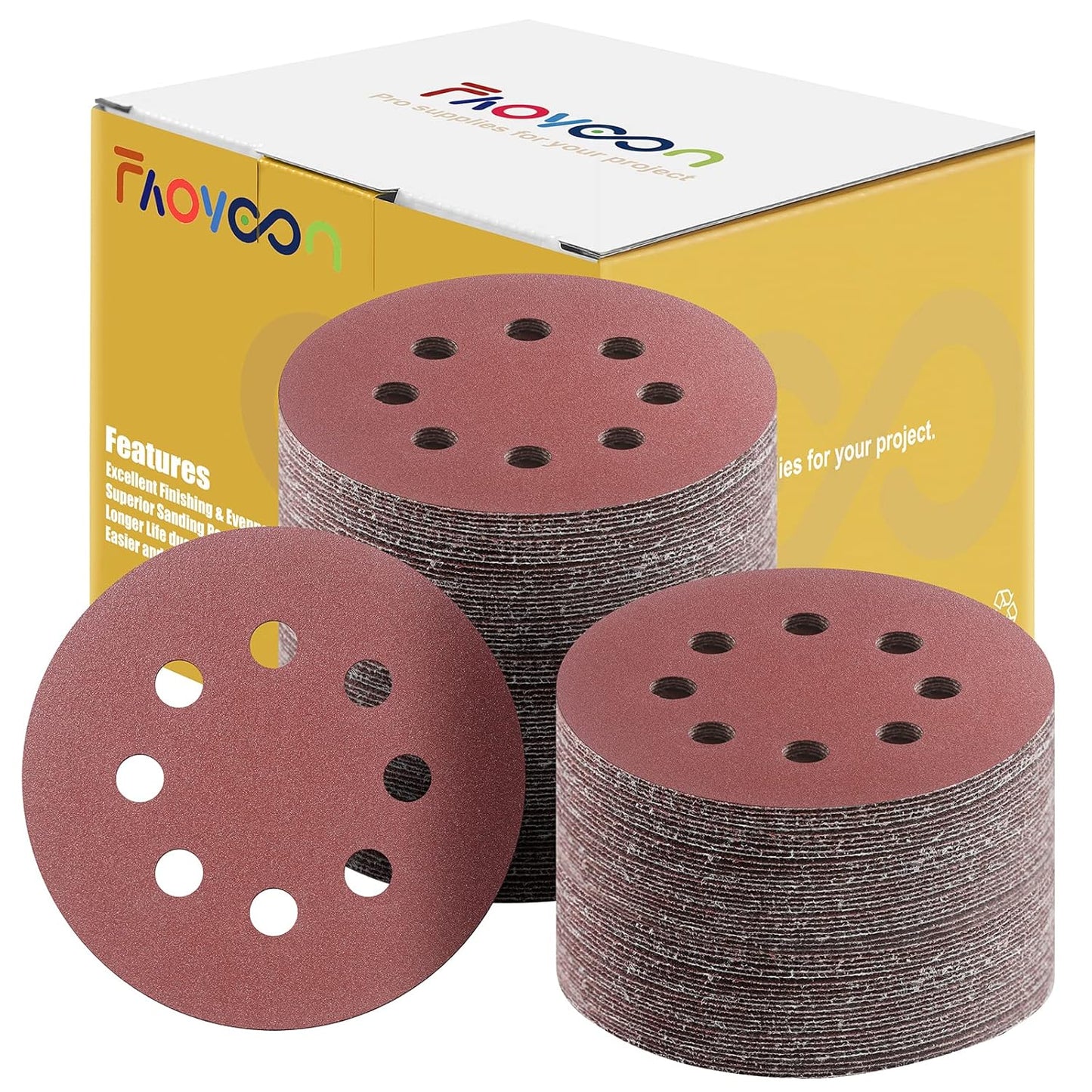 Sanding Pads for Orbital Sander, 5 Inch Orbital Sanding Pads, 220 Grit, 100Pcs