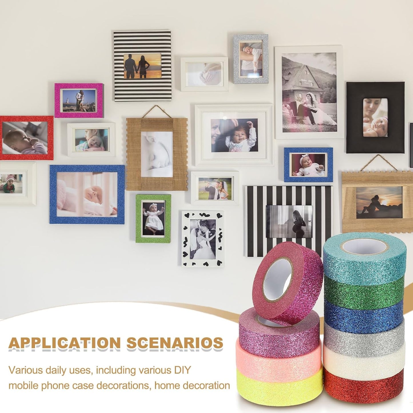 PATIKIL 1 Roll Glitter Paper Washi Tape, Washi Decorative Tape for Crafts, Blue