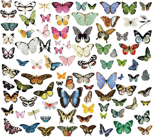 Vintage Vellum Stickers Floral Plants Elements Scrapbooking Supplies Flowers Botanic Natural Translucent Paper Self-Adhesive Junk-Journal Items (Little Butterfly)