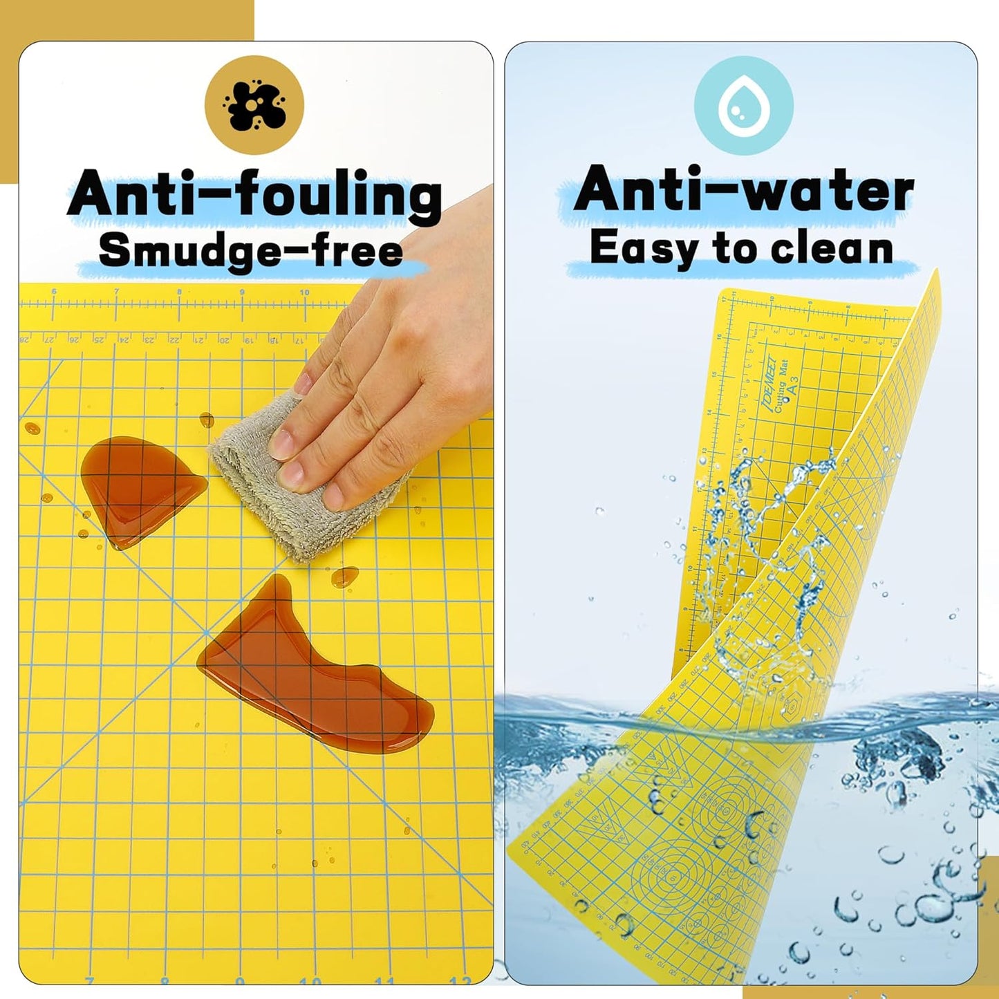 Premium Self Healing Cutting Mat 18'' x 12'', A3 Non-slip Sewing Mat for Quilting, 5-Ply Rotary Cutting Board Double-Sided for Crafts Cutting Fabric Scrapbooking Modeling Projects, Lemon Yellow