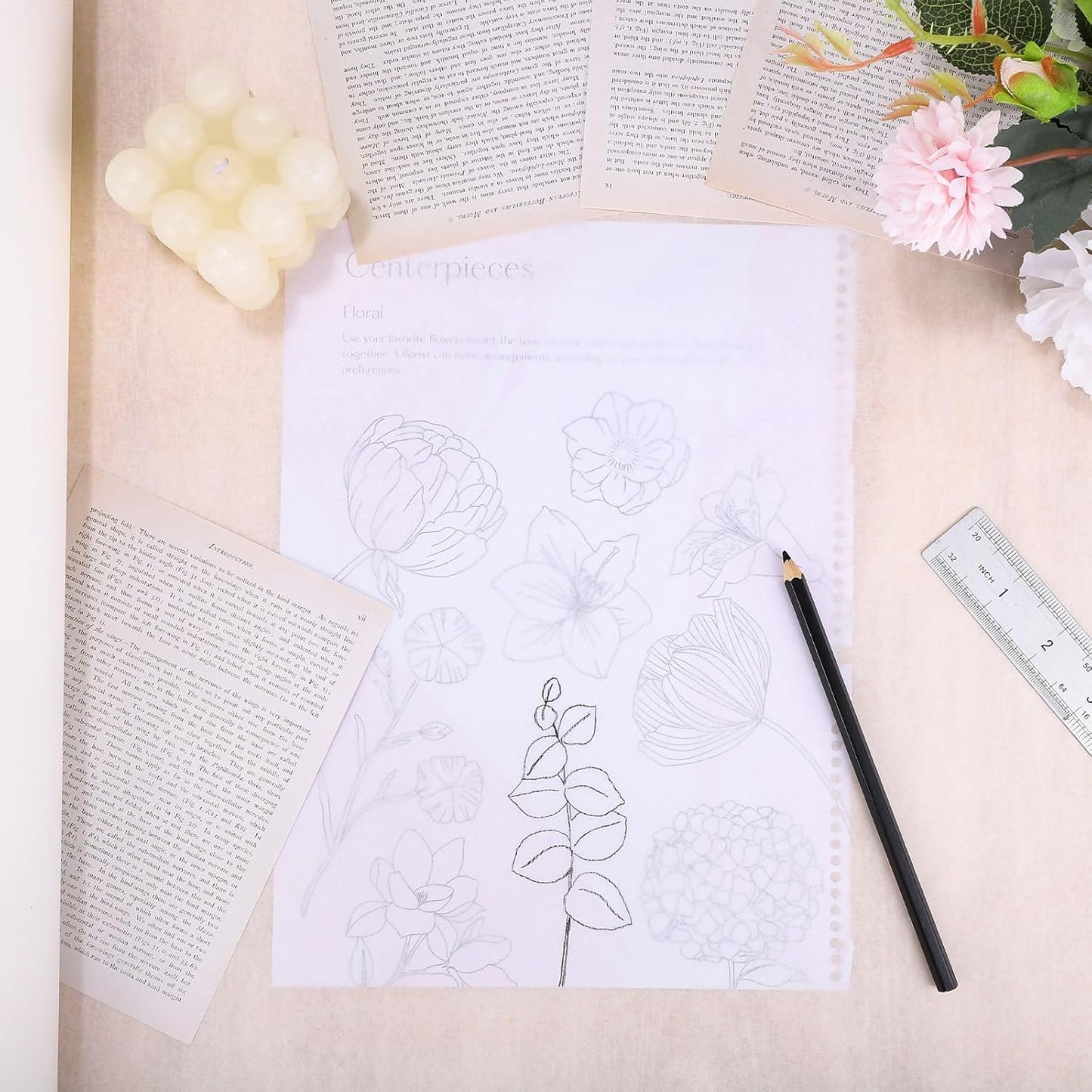 Tracing Paper Roll 24in x 75yd, White Trace Paper Pattern Paper Translucent Tracing Paper for Sewing, Drawing, Sketching, Gift Wrapping