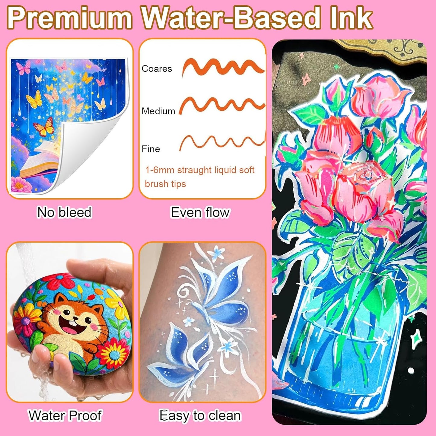 120 Colors Dual Tip Acrylic Paint Markers，Waterproof, Non-Toxic, Odorless Acrylic Markers Pens，Paint Pens & Paint Markers for Rock, Wood, Glass, Stone, Canvas, Ceramic, Fabric and Paper Painting