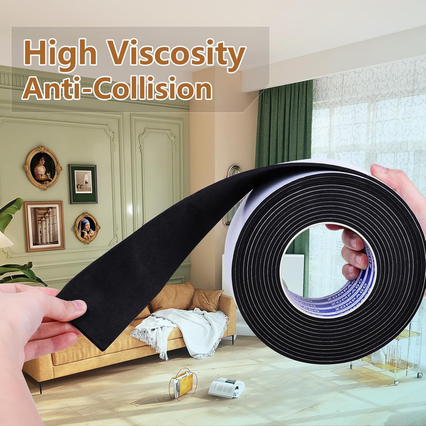 EVA Self - Adhesive Foam Tape | 16.4ft Length, 3.2in Widths,Black,| Winter - Ready Waterproof, Dustproof, Soundproof Weather Stripping for Windows, Doors & More to Block Chilly Drafts