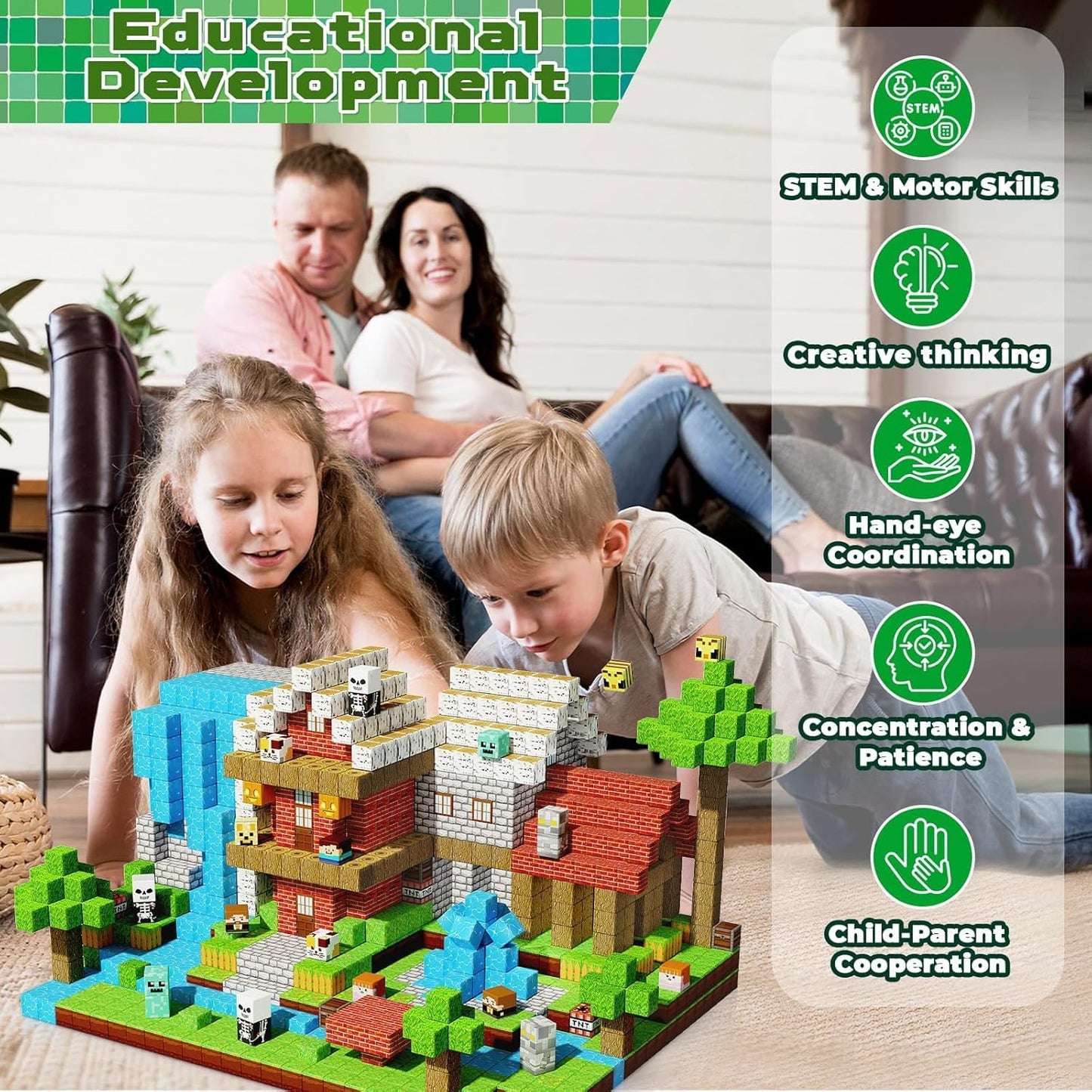 200PCS Magnetic Blocks - Magnetic Building Blocks, Magnet Cubes Game, Stacking Forest Set, STEM Montessori Sensory Stacking Toys for Kids, Birthday Gifts for Boys and Girls Age 3+ Years Old