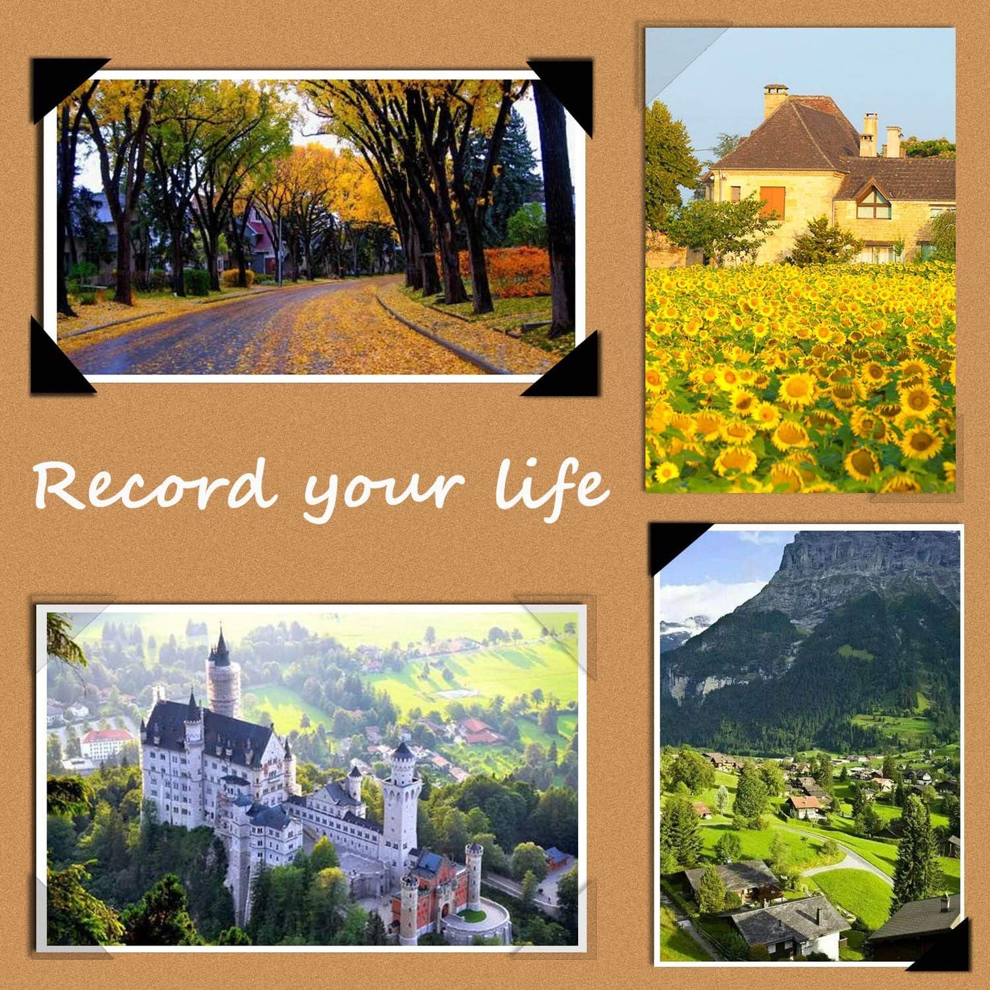 VIPbuy 2244 Count Photo Mounting Corner Stickers Self Adhesive for Scrapbooking Photo Album Diary DIY Craft, 22 Sheets (Black & Clear)