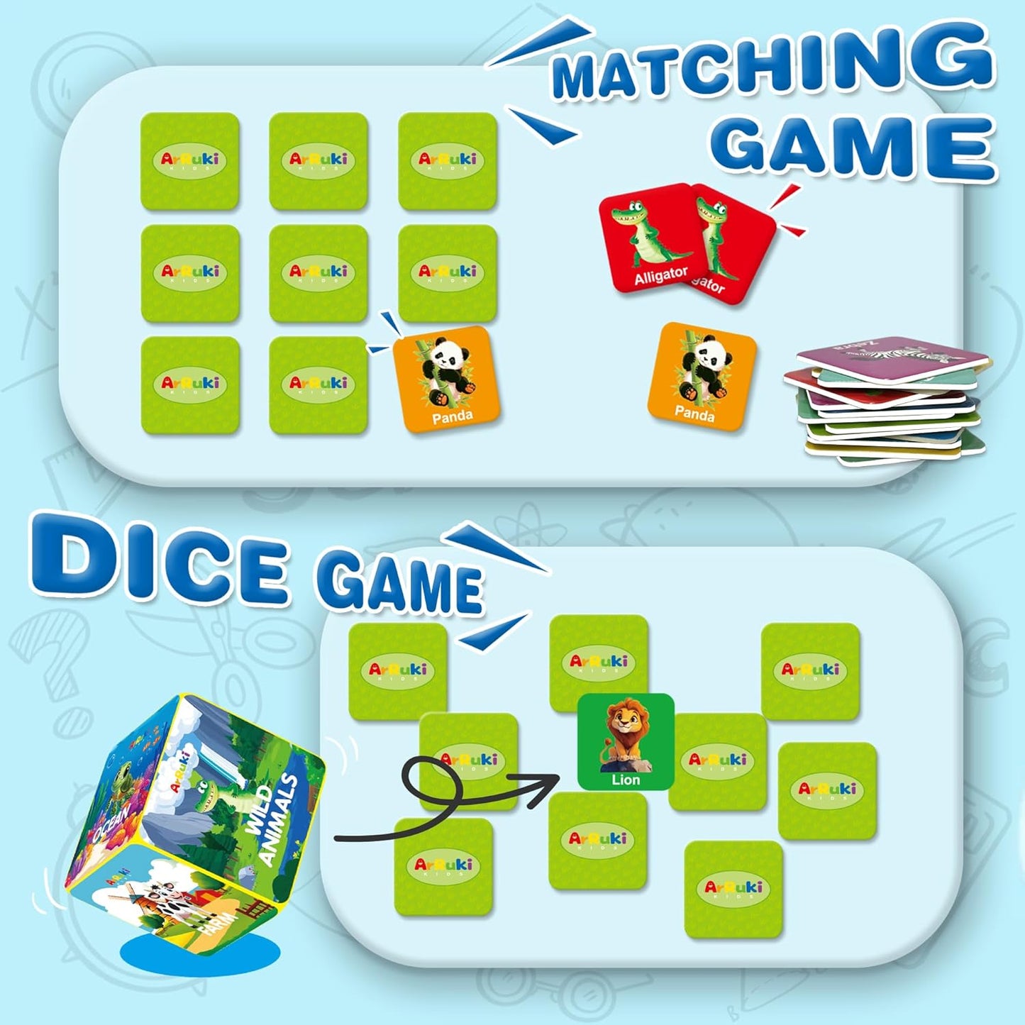 72 PCS Animals Memory Matching Game for Kids, Animal Theme Board Game for Toddlers, Memory Cards Concentration Game for Ages 3 and Up