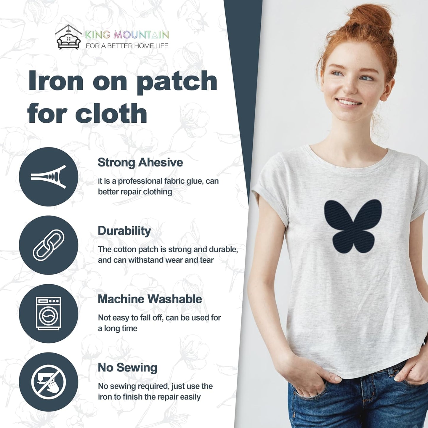 Iron on Patches for Clothes, 20 Pieces Patches for Cloth, 100% Cotton Fabric Patches for Clothing, Bag, Hat Repair, Clothing Repair Decorating Kit 3.7" by 4.9" (9.5 cm x 12.5 cm, Dark Colors Series)