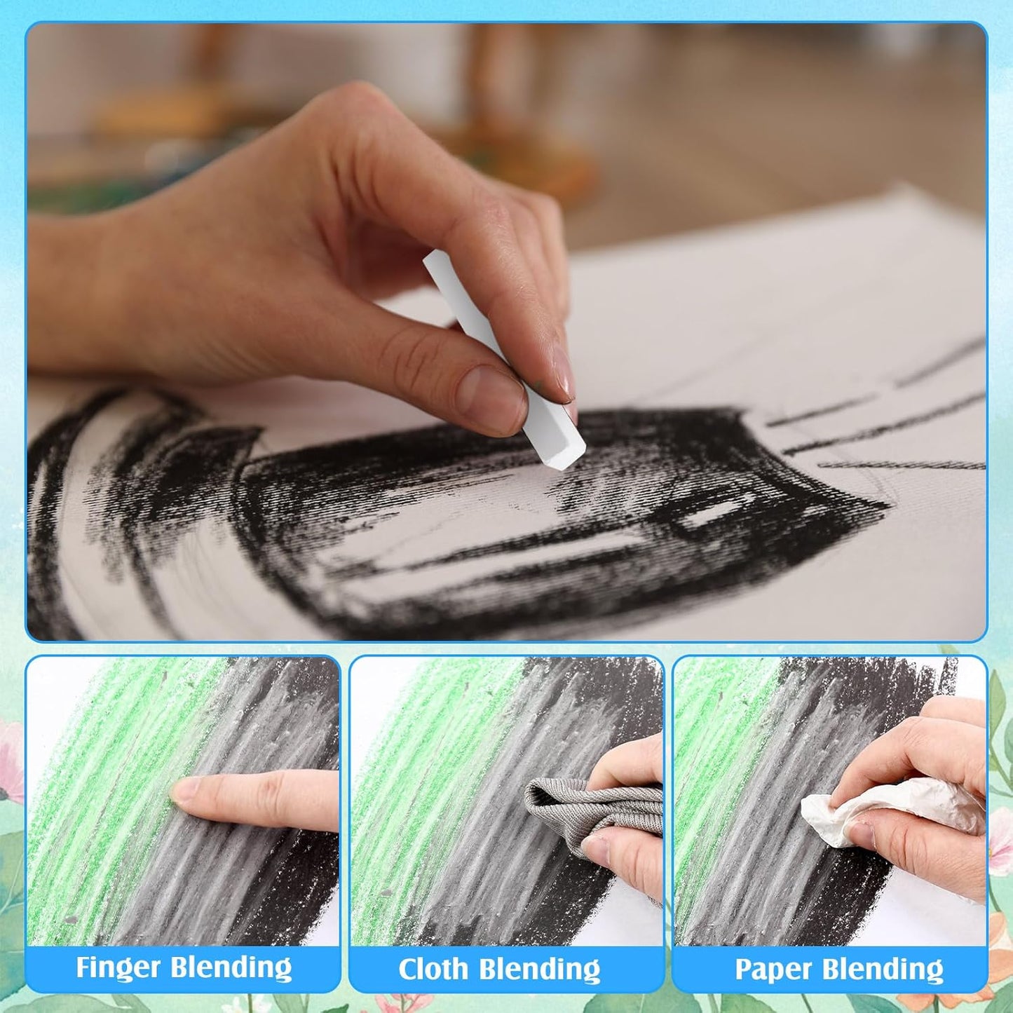 48 Pcs Soft Chalk Pastels Set Soft Pastel for Artists Square Sketch Chalk Non-toxic Artist Pastel Sticks for Professional Artists Students and Art Lovers(White)