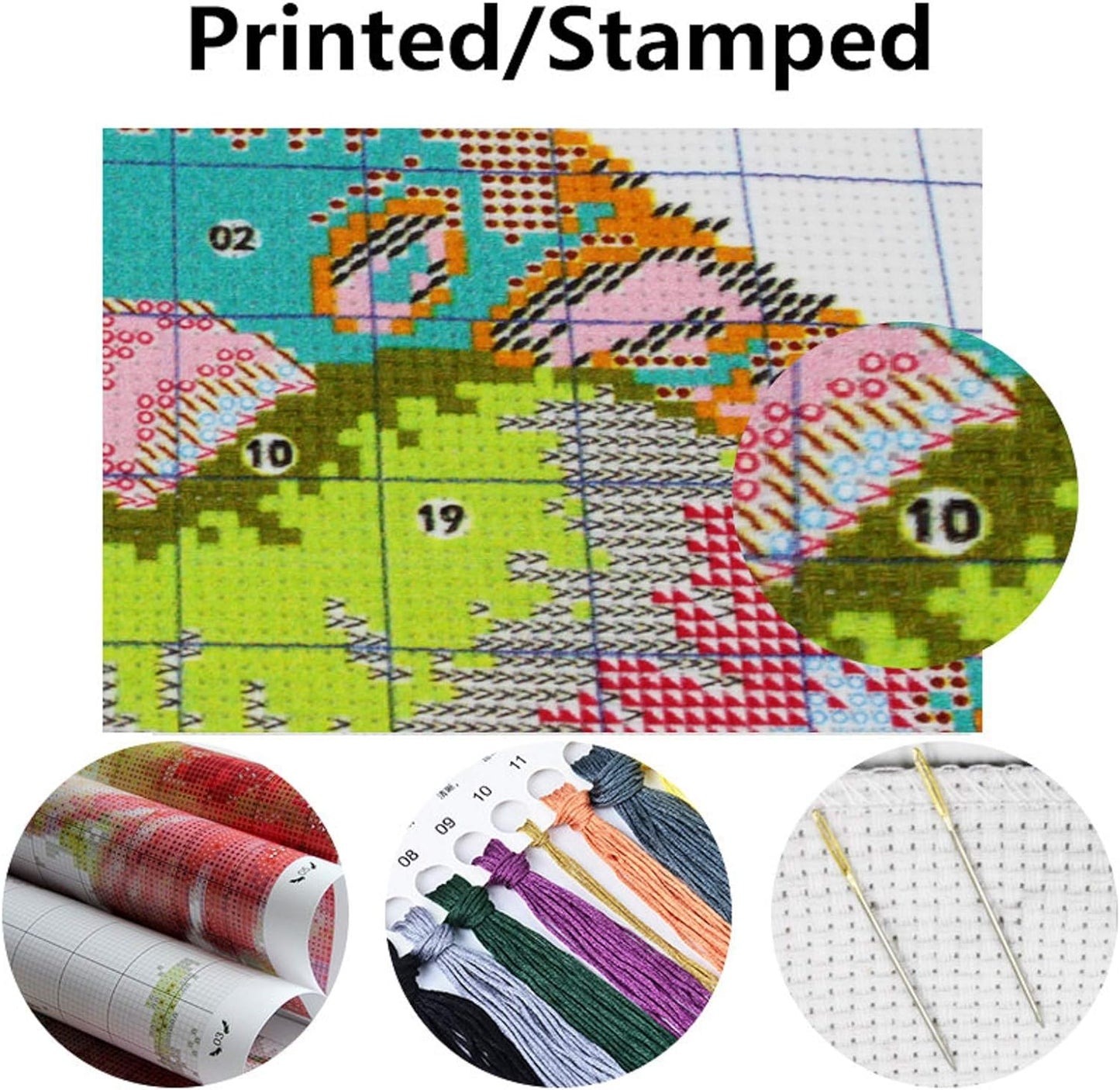 Dimensean Stamped Cross Stitch Kits Full Range of Embroidery Patterns Starter Kits for Beginners Adult or Kids DIY Cross Stitches Needlepoint Kits 11CT-Fire Phoenix 15.7x19.7 inch