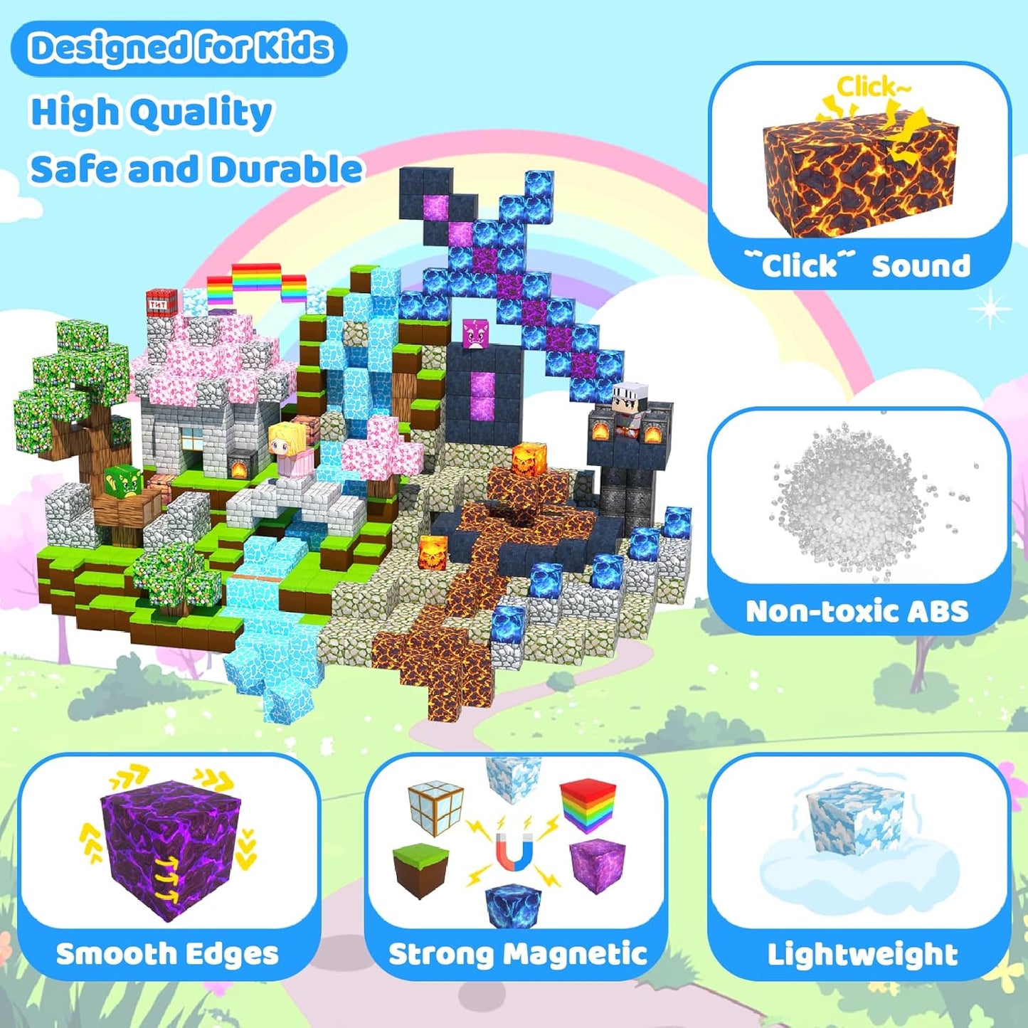 150PCS Magnetic Blocks, Magnetic Building Blocks, Magnet Blocks for Kids Age 3-5 4-8 8-12, STEM Sensory Educational Magnet Stacking Toys Boys Girls Gifts