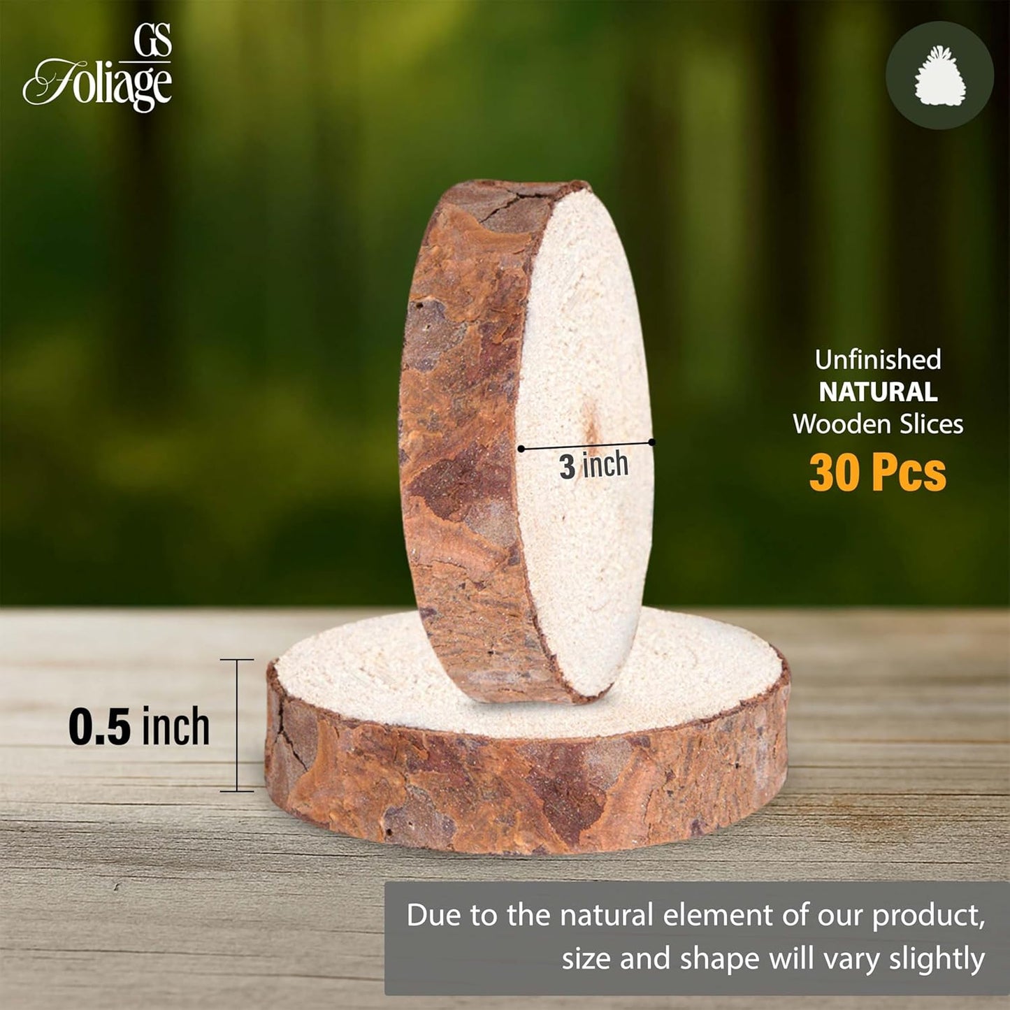 Wood Slices in Mesh Bag for Crafts DIY Projects Rustic Wedding Decorations Ornaments Coasters Tags Home Decor (Natural)