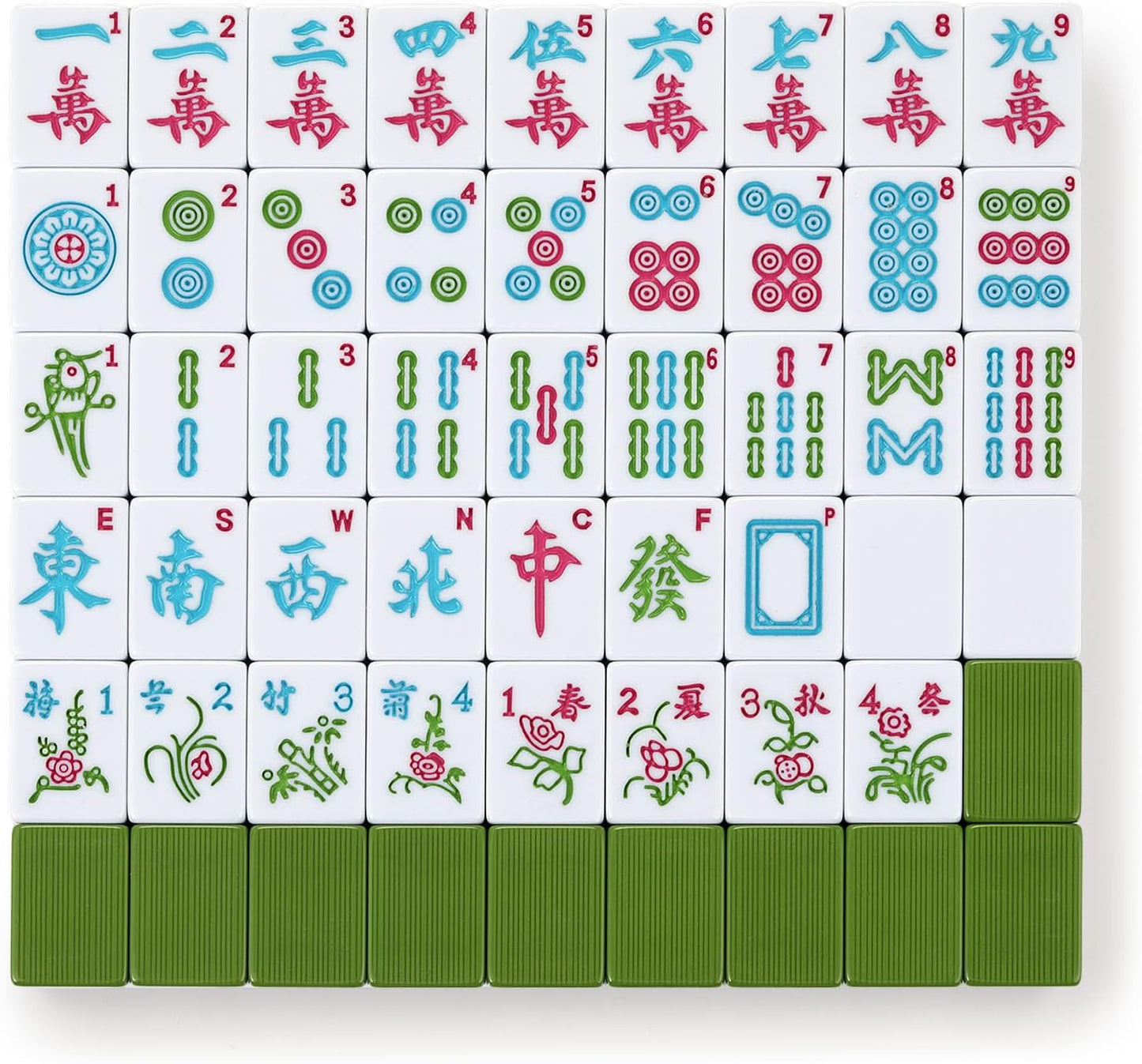 Chinese Mahjong Game Set 146 Qulity Mahjong Green Tiles 1.4-inch Chinese Mahjong Game Set with Blue Printed Carrying Bag [中式麻將 專業套裝](Tiles ONLY, Racks Not Included)