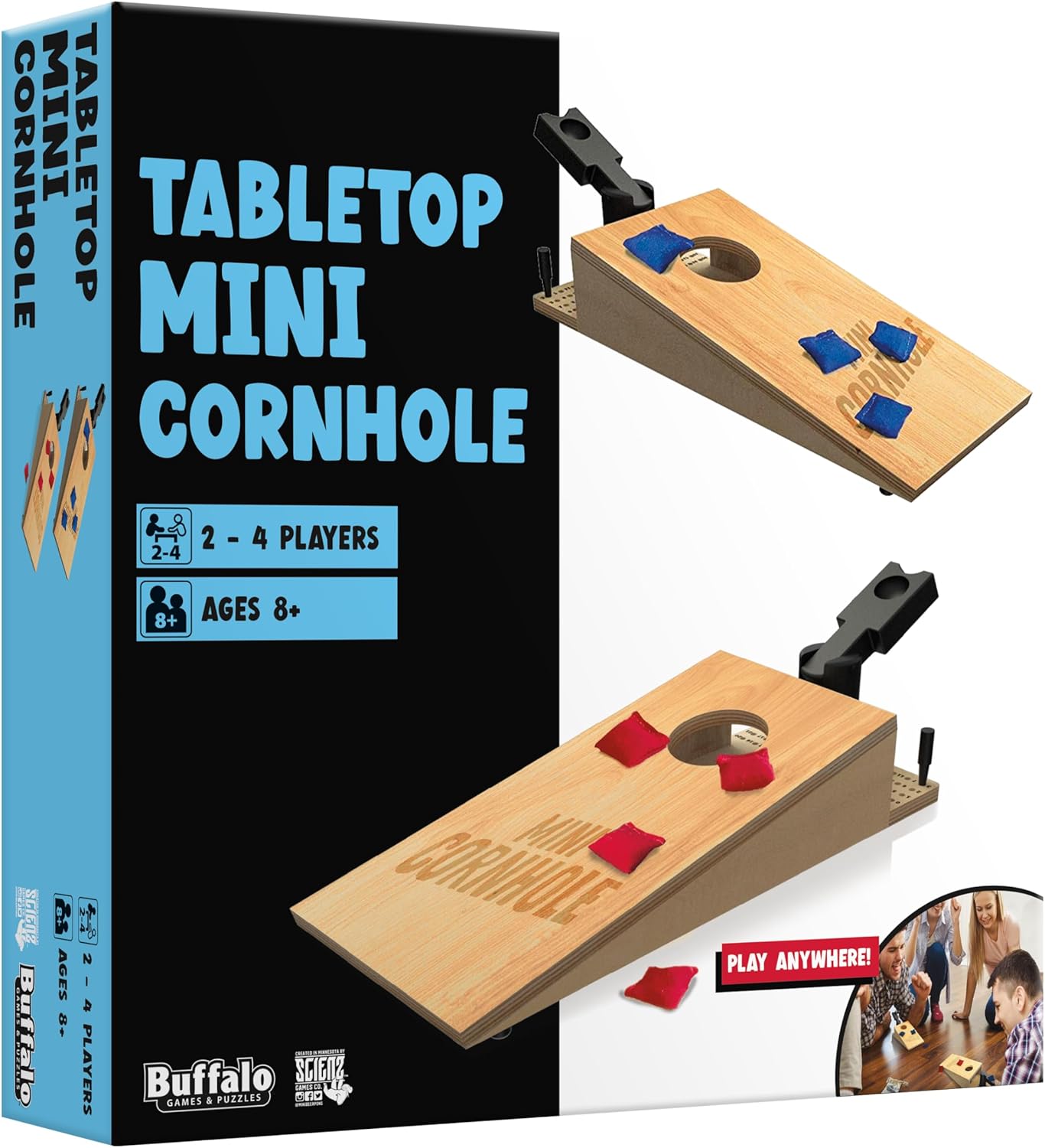 Buffalo Games - Tabletop Mini Cornhole - Dexterity Skill Game - Toss Across - Competative Two Player - On The Go Game - Ages 8 and Up