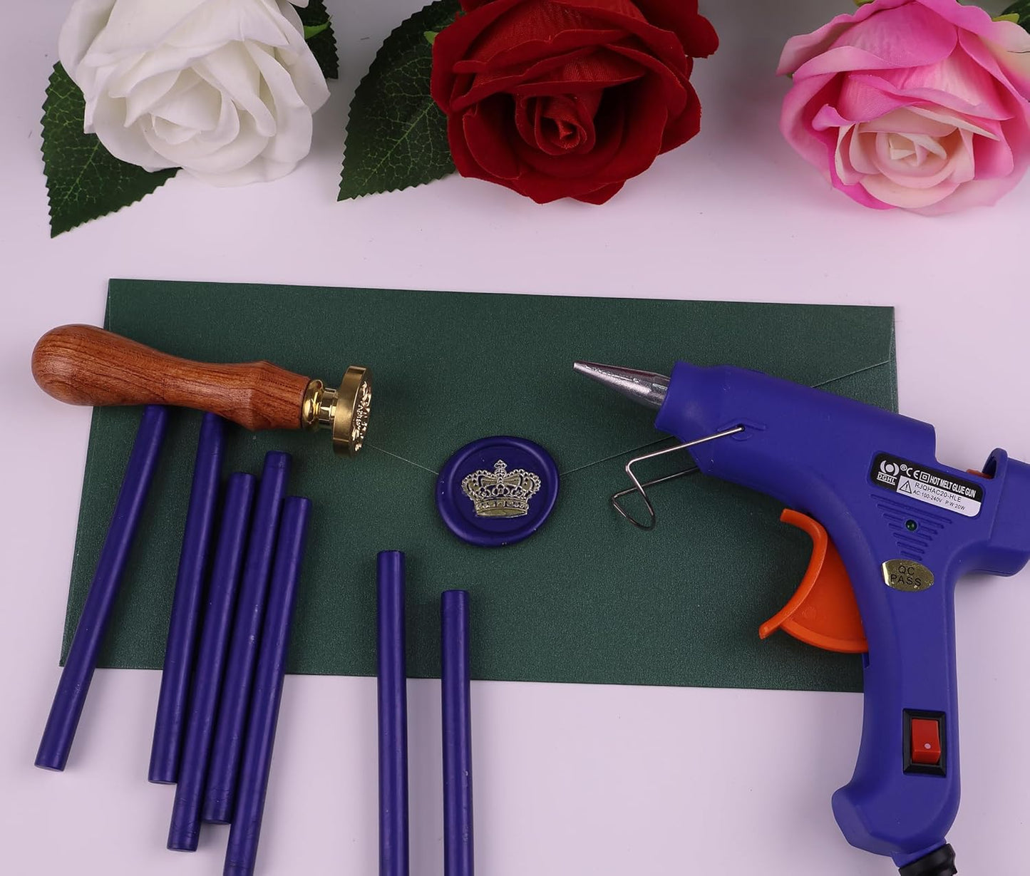 30 Pieces 7mm Sealing Wax Sticks for Glue Gun,PORXFLY Mini Wax Seal Sticks Great for Seals Stamp,Cards Envelopes,Wedding Invitations,Gift Wrapping,Wine Packages (Cerulean Blue)