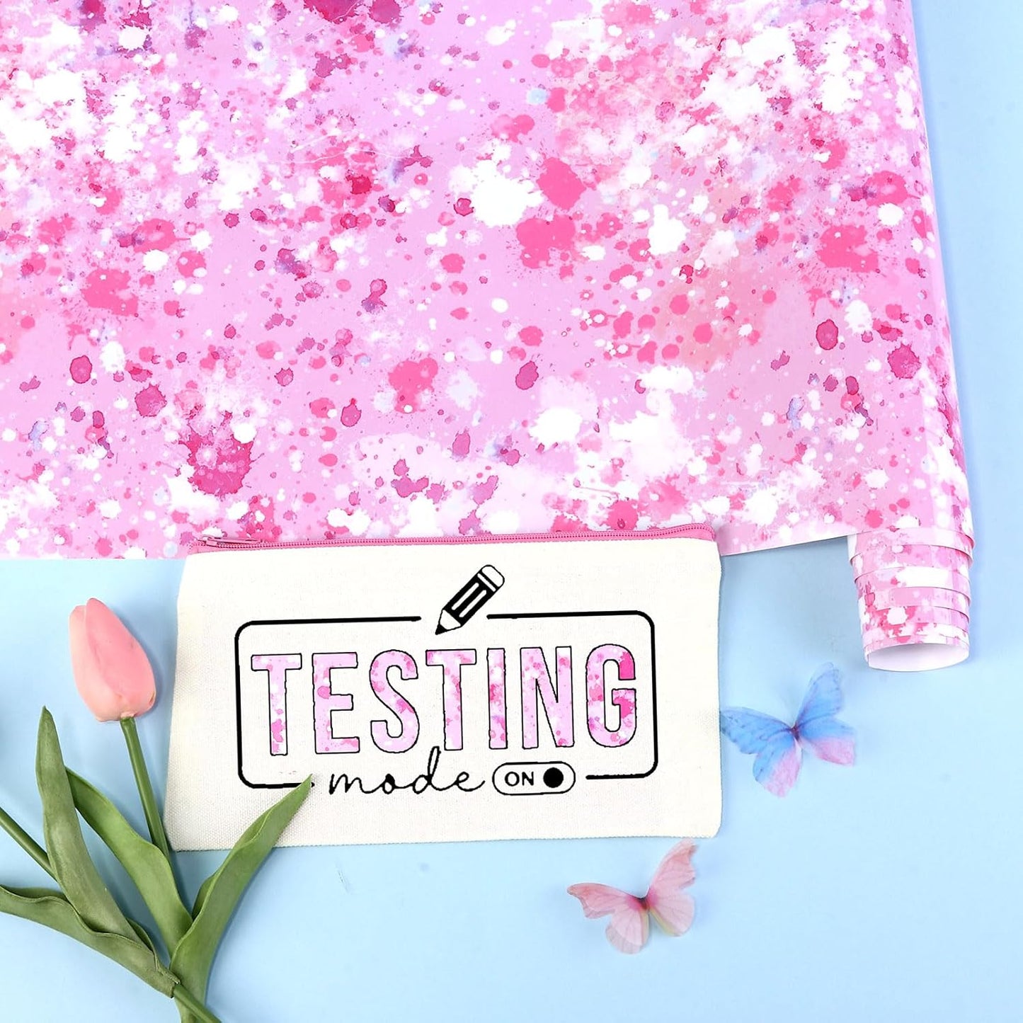 Tintnut Splash Heat Transfer Vinyl Roll - 12 Inch x 5ft Pink and White Watercolor Ink Patterned HTV Splatter Iron On Vinyl DIY T-Shirts Hats Clothes Canvas Bags for Cricut or Silhouette Cameo