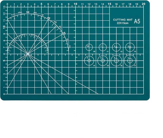 A5 Self-Healing Cutting Mat, Small Cutting Mat, Professional Double Sided Durable Cuttings Mats, Great for Hop Scrapbooking, Quilting, Fabric, Sewing Craft Projects (Green, A5)