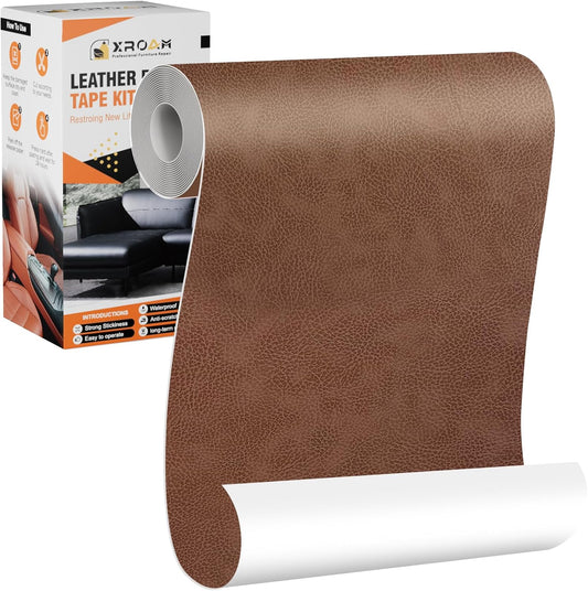 Leather Repair Tape, 4.7x63 inch Leather Patches for Furniture, Self Adhesive Leather Repair Patch for Sofas, Couches, Leather Covers, Seats, Chairs, Vinyl Repair Tape Retro Dark Brown