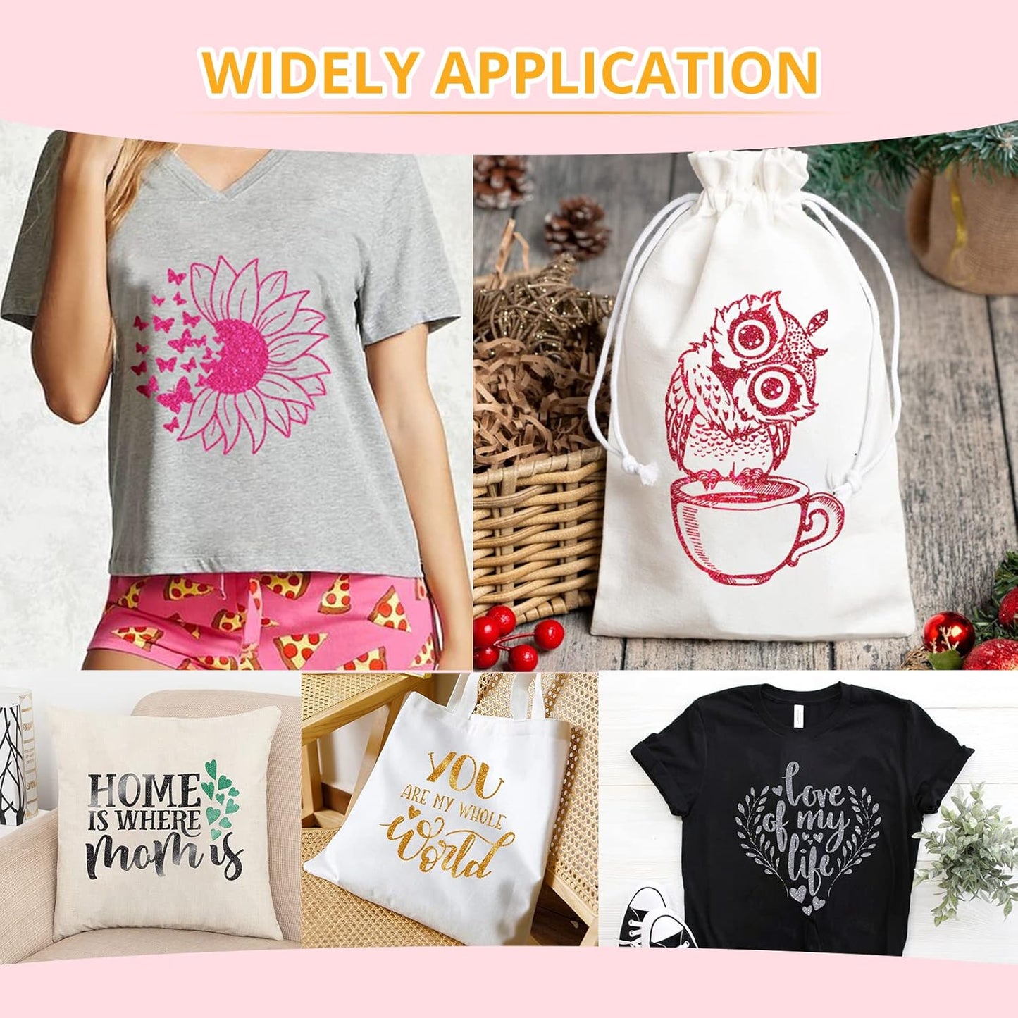 HTVRONT Silver Glitter Heat Transfer Vinyl - 10" x 5FT Silver Glitter HTV Vinyl for T-Shirts, Hats, Shoes & Bags