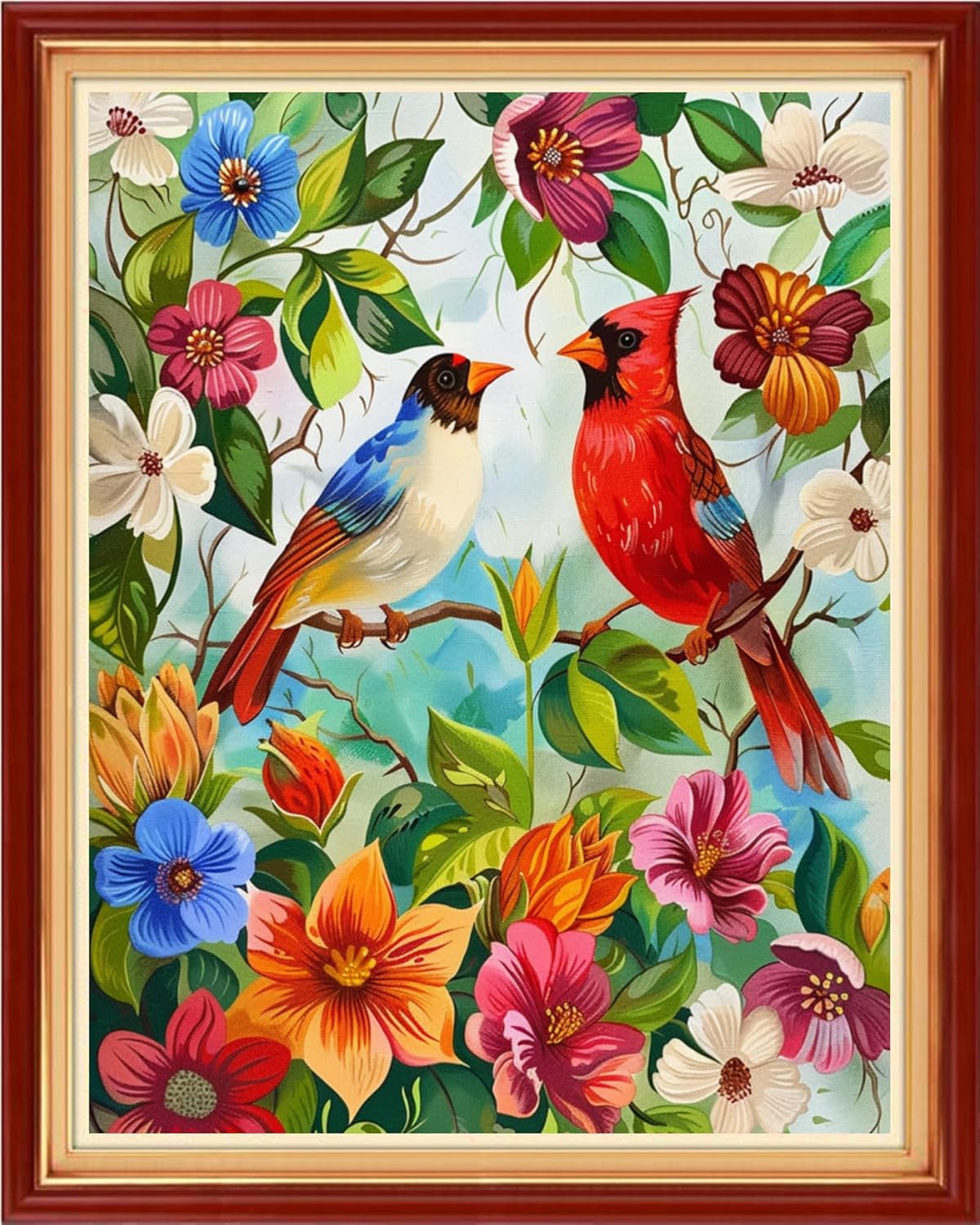 Funchey Stamped Cross Stitch Kits, DIY Cross Stitch Pattern for Adults Beginners Needlepoint Kits Embroidery Kit Arts and Crafts 11CT- Cute Colorful Bird 16x20 inch
