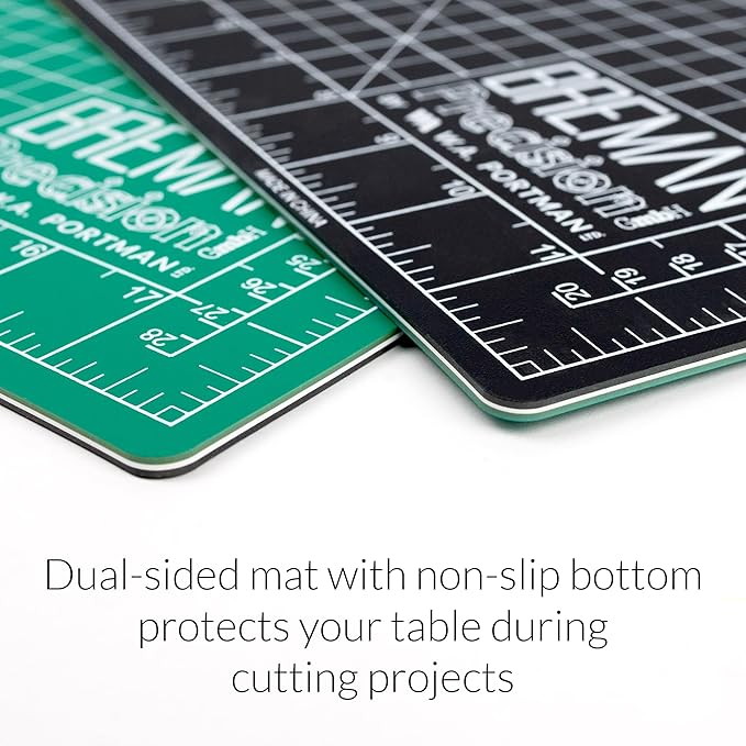 WA Portman 9x12 Inch Self Healing Cutting Mats for Crafts – Fabric Cutting Mat with Precision Craft Knife, 10 Hobby Knife Blades & Metal Ruler 12 Inch Cork Backed Ruler – All-in-One Craft Kit