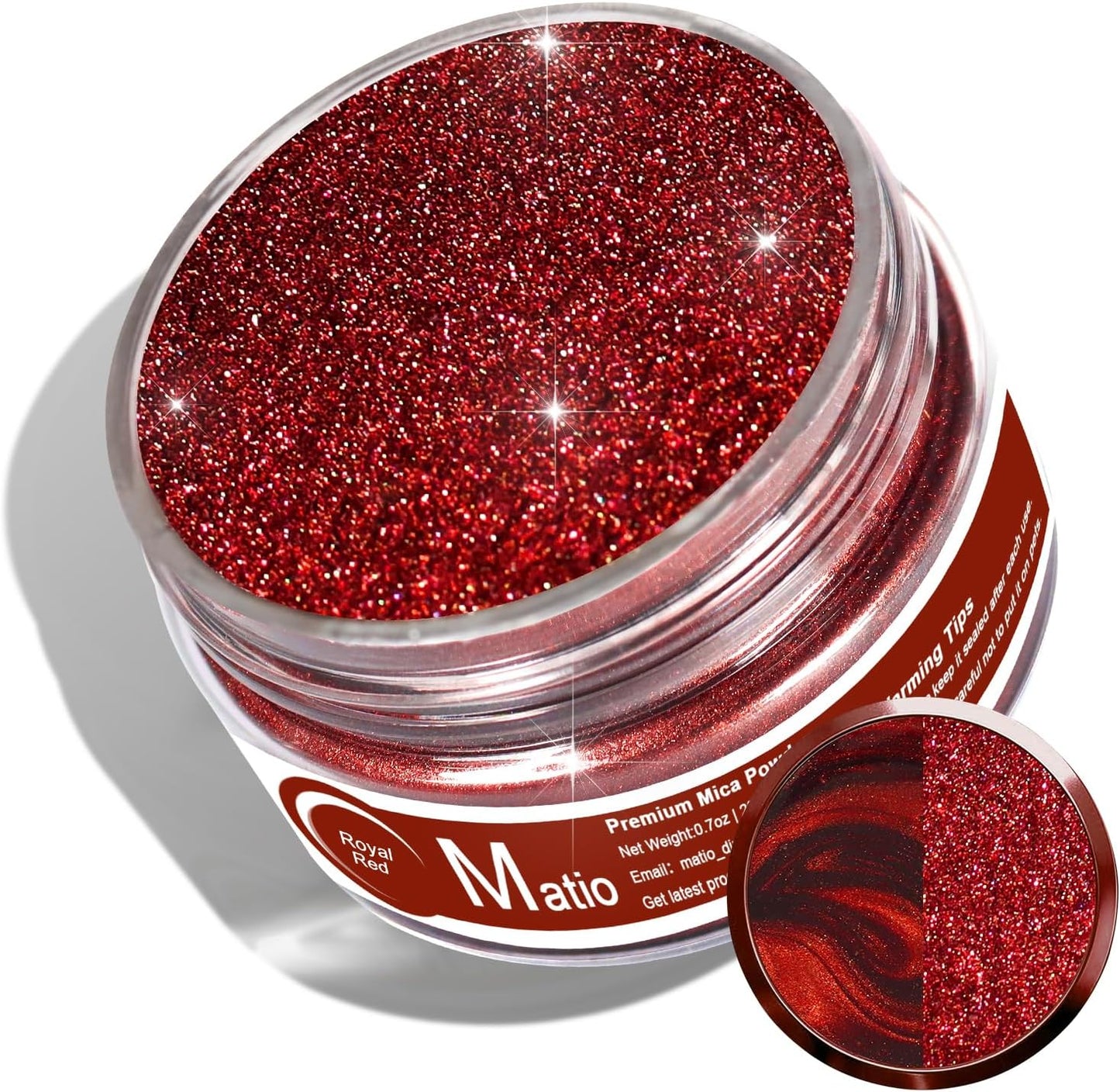 Matio Red Mica Powder, 0.7oz/20g Premium Mica Pigment Powder Natural Epoxy Resin Color Pigment for Soap Making, Bath Bombs,DIY Arts Crafts Additive Acrylic,Woodworking,Car Freshie Supplies (Royal Red)