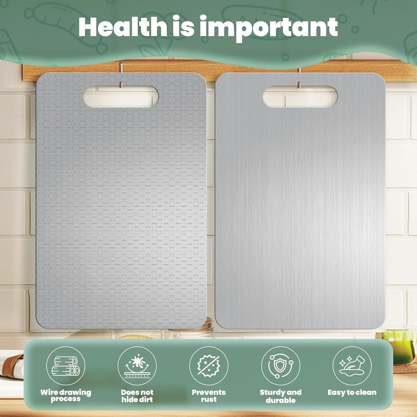 Titanium Cutting Board Set of 3,Premium Non-Slip,Food-Grade,Knife-Friendly Chopping Boards,Lightweight,Durable,Dishwasher Safe,Ideal for Meat Vegetables Fruits,Kitchen and Camping Essentials (3)