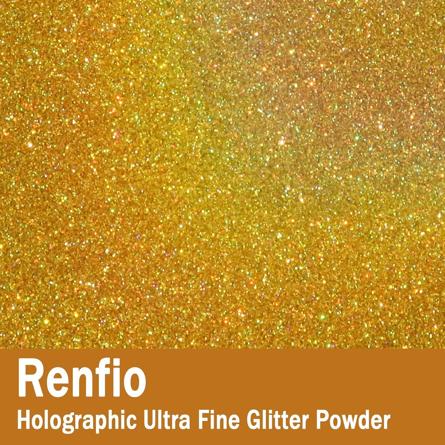 Renfio Holographic Ultra Fine Glitter Powder Metallic Resin Glitter 2.11 Oz (60g) PET Flakes Crafts Sequins 1/128" 0.008" 0.2mm Epoxy Chips Flakes for Tumblers Slime - Laser Gold