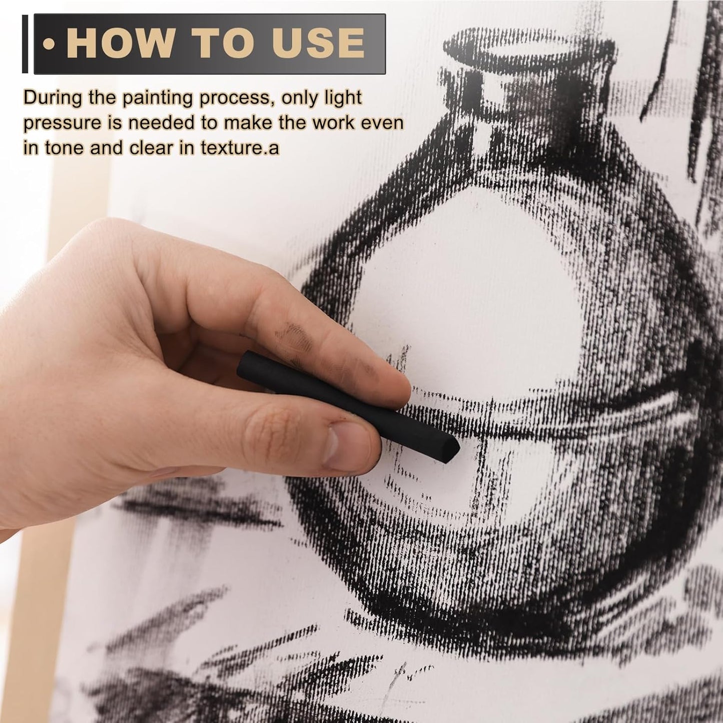 MECCANIXITY Willow Charcoal Sticks, 10-13mm Willow Charcoal Pencils Soft Sketch Vine Art Supplies Set for Drawing Sketching Shading Painting Artists Beginners (Black, Pack of 4)